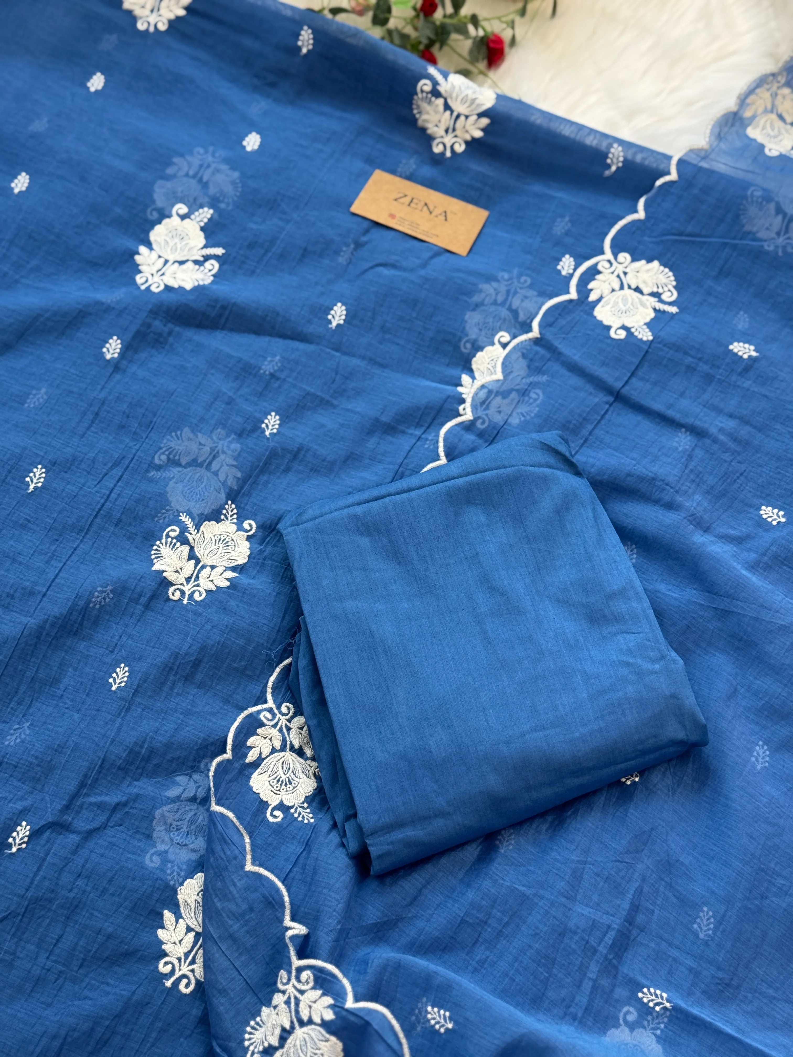 π Mul Chanderi Embroidered Unstitched Suit π - Image 3
