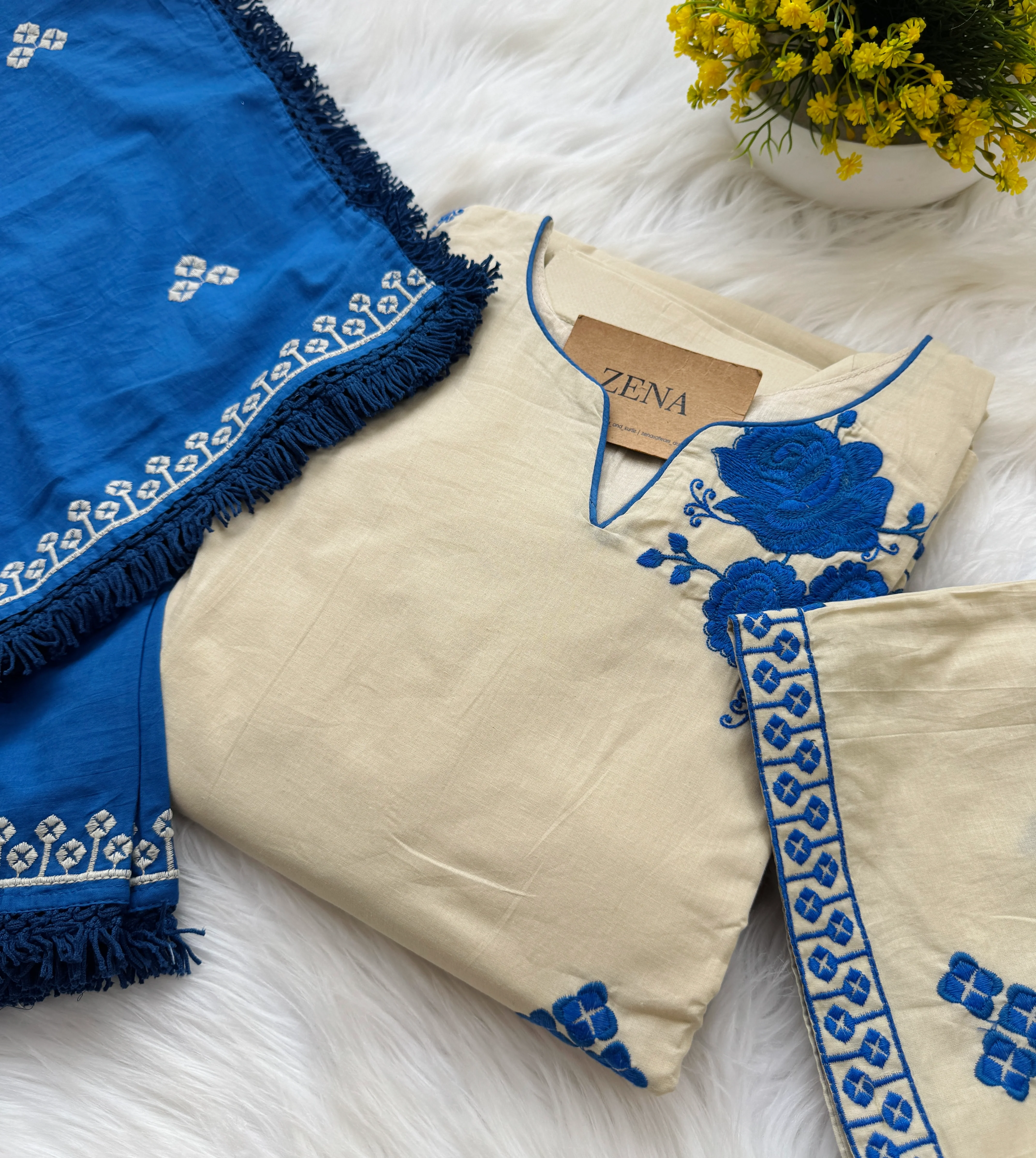 🌸 Premium Mul Cotton Embroidered Anarkali Set 🌸