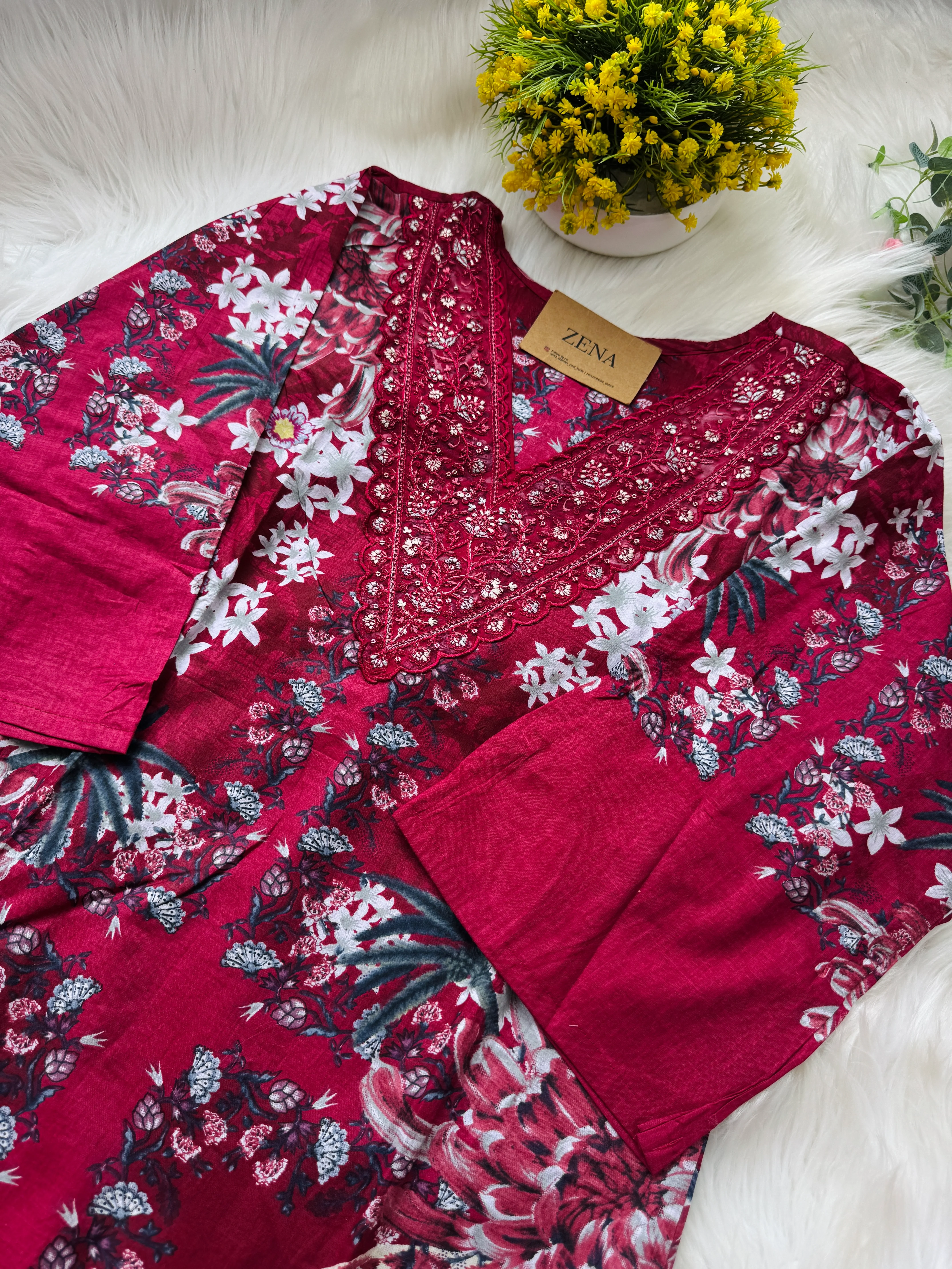 🌙 Pure Cotton Pakistani Kurti Set with Embroidery🌙 - Image 5