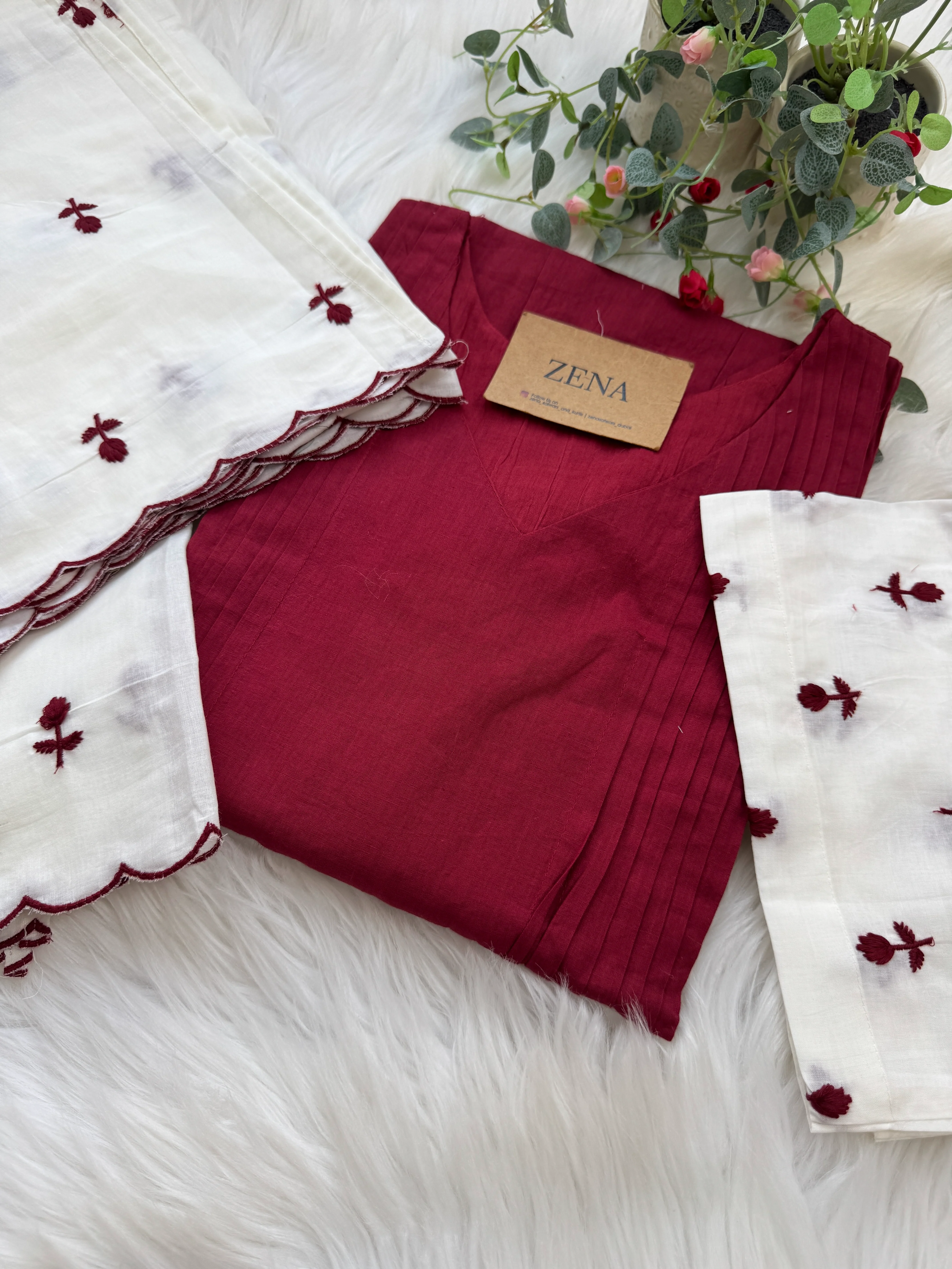πΈ Pure Mul Cotton Embroidered Anarkali Set πΈ