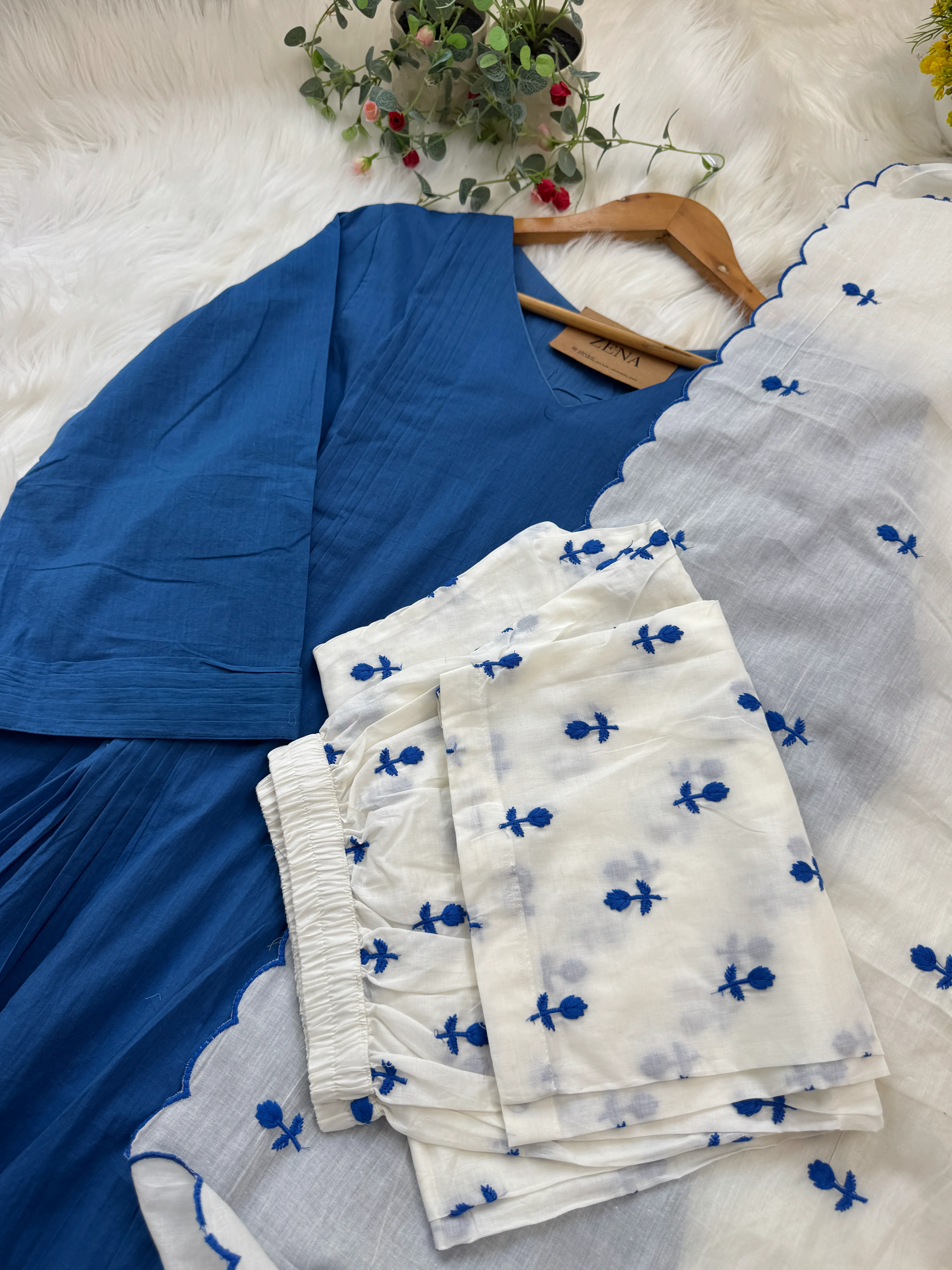 πΈ Pure Mul Cotton Embroidered Anarkali Set πΈ - Image 3