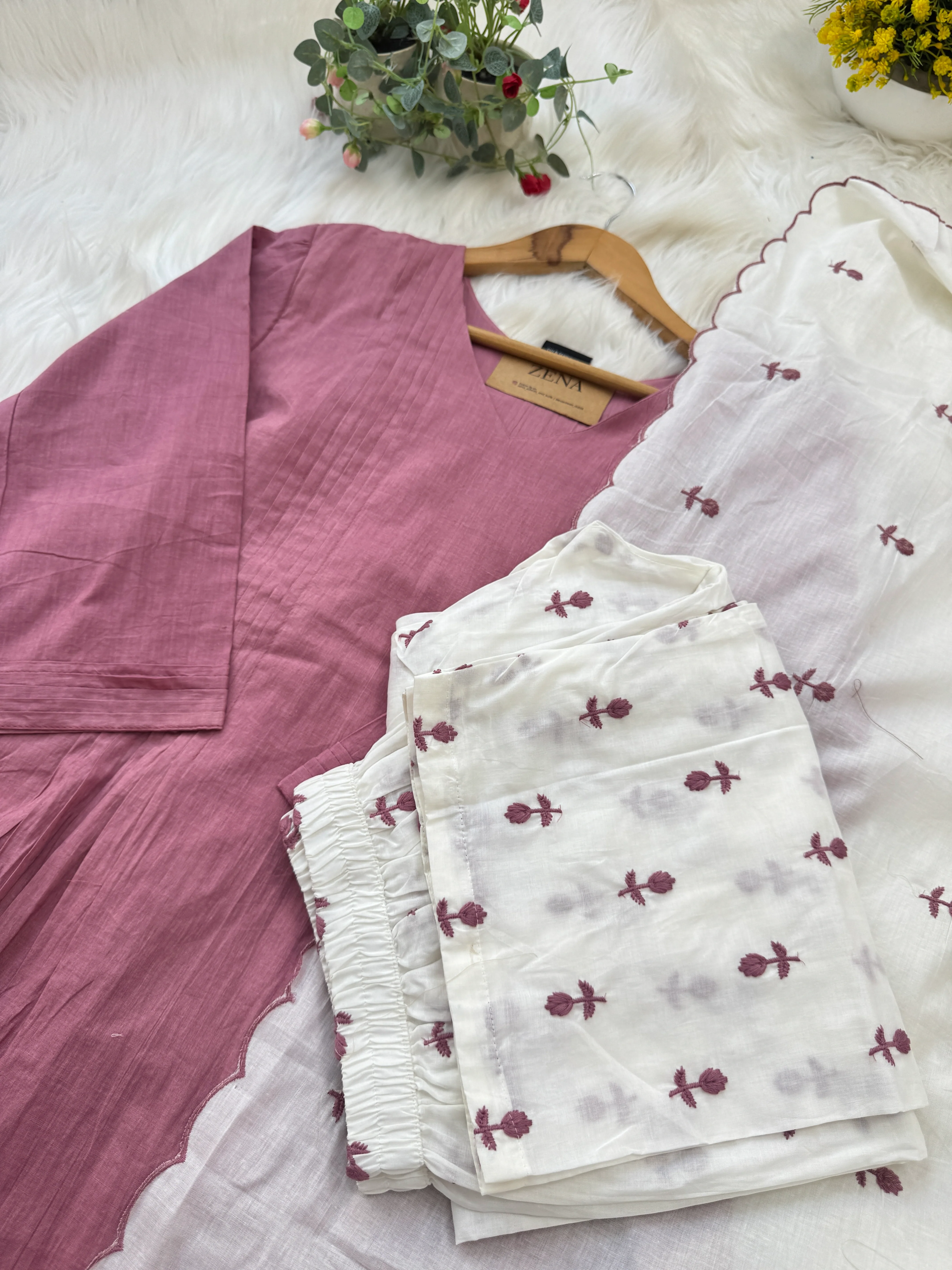 πΈ Pure Mul Cotton Embroidered Anarkali Set πΈ - Image 3