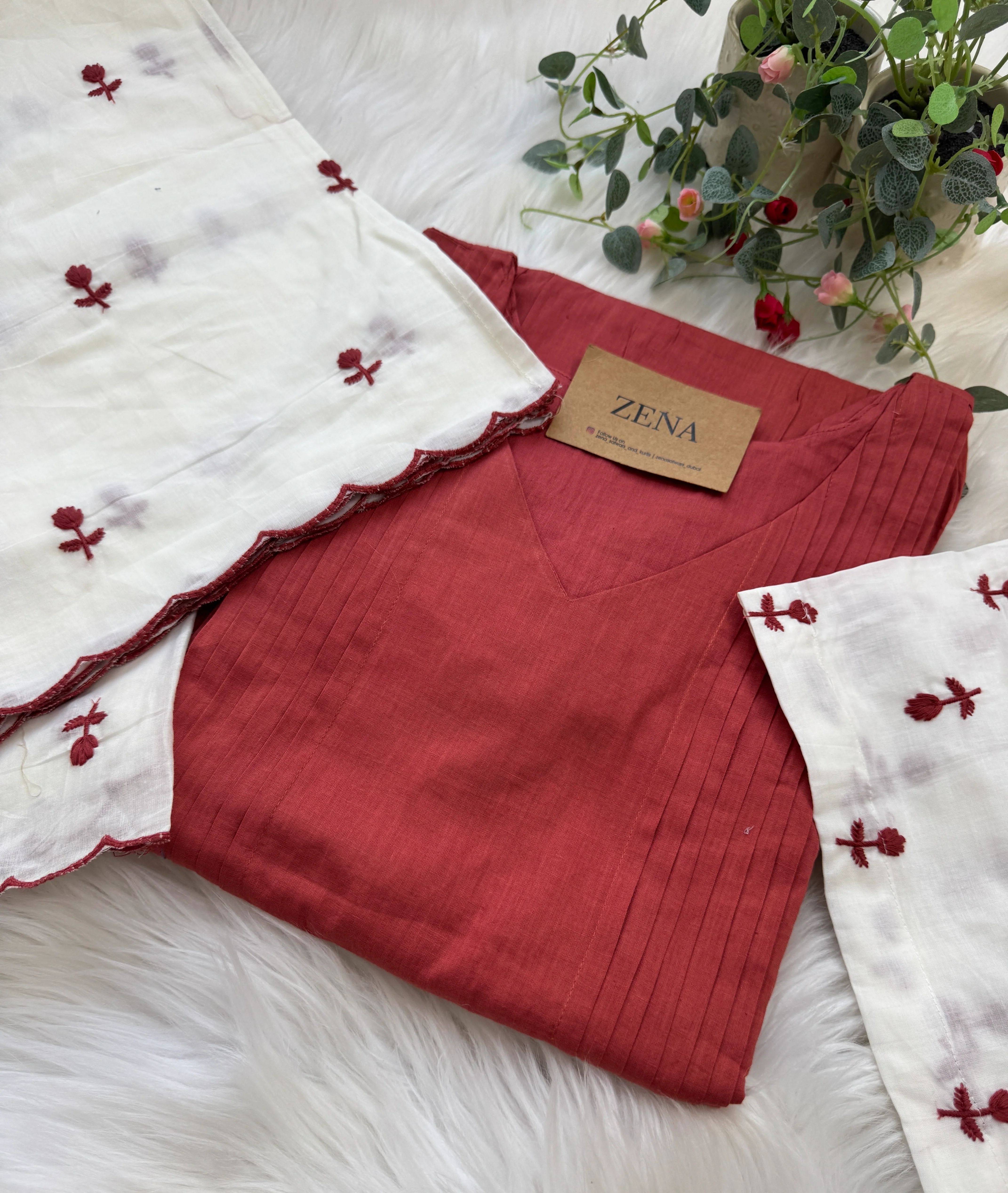 πΈ Pure Mul Cotton Embroidered Anarkali Set πΈ