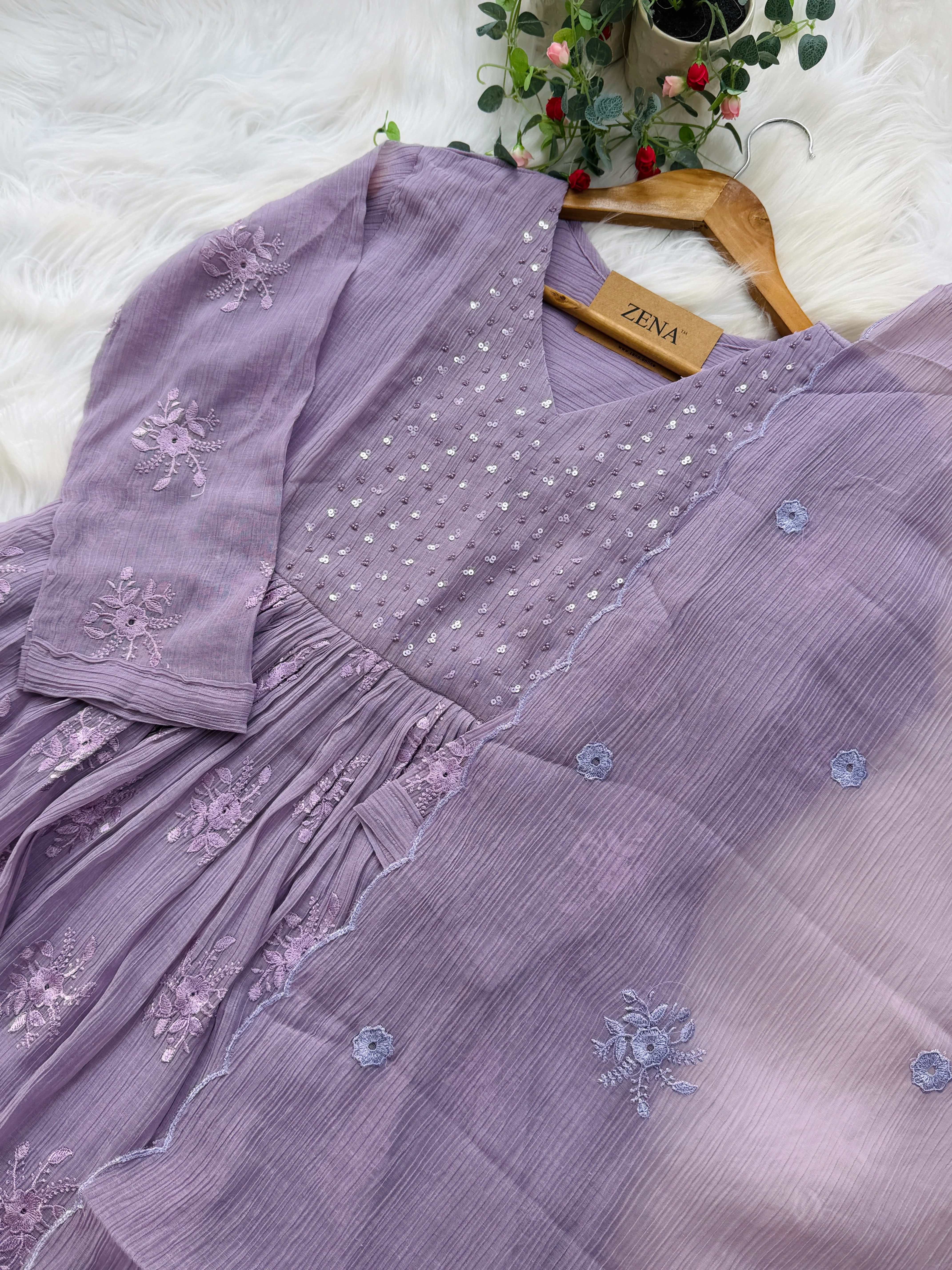 ✨ Chinnon Hand Detailed Embroidered Anarkali Set ✨ - Image 5