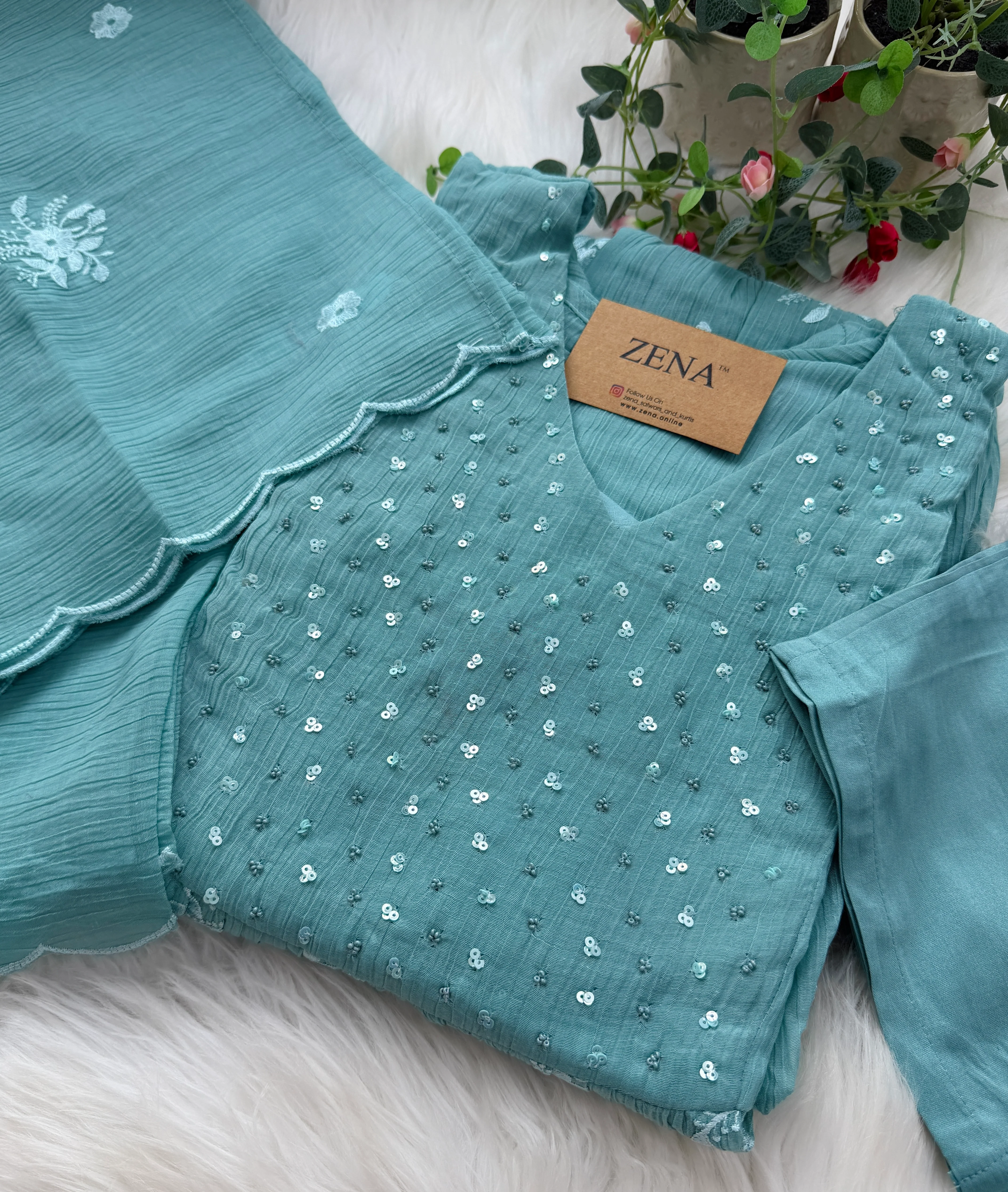 ✨ Chinnon Hand Detailed Embroidered Anarkali Set ✨