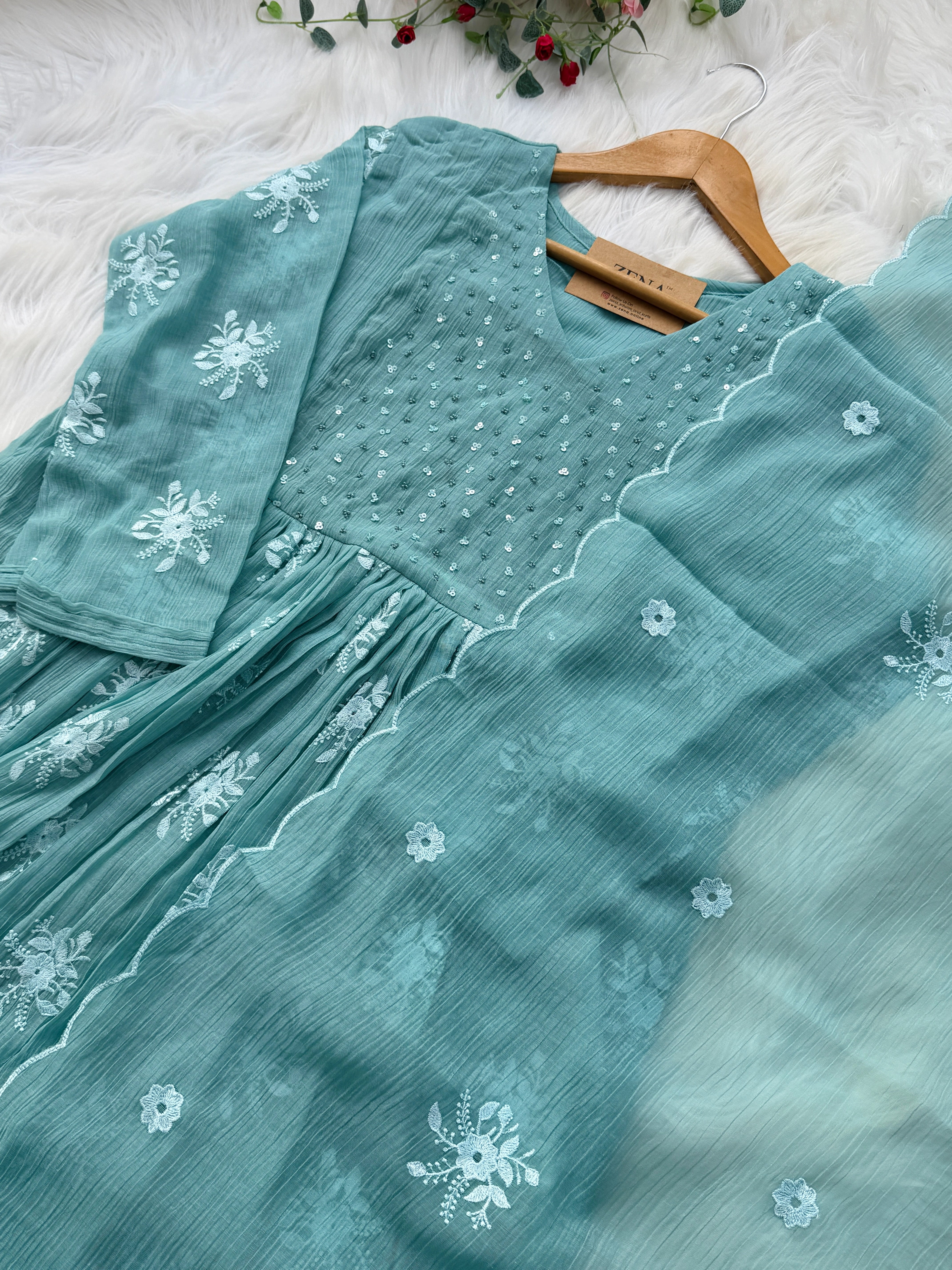 ✨ Chinnon Hand Detailed Embroidered Anarkali Set ✨ - Image 5