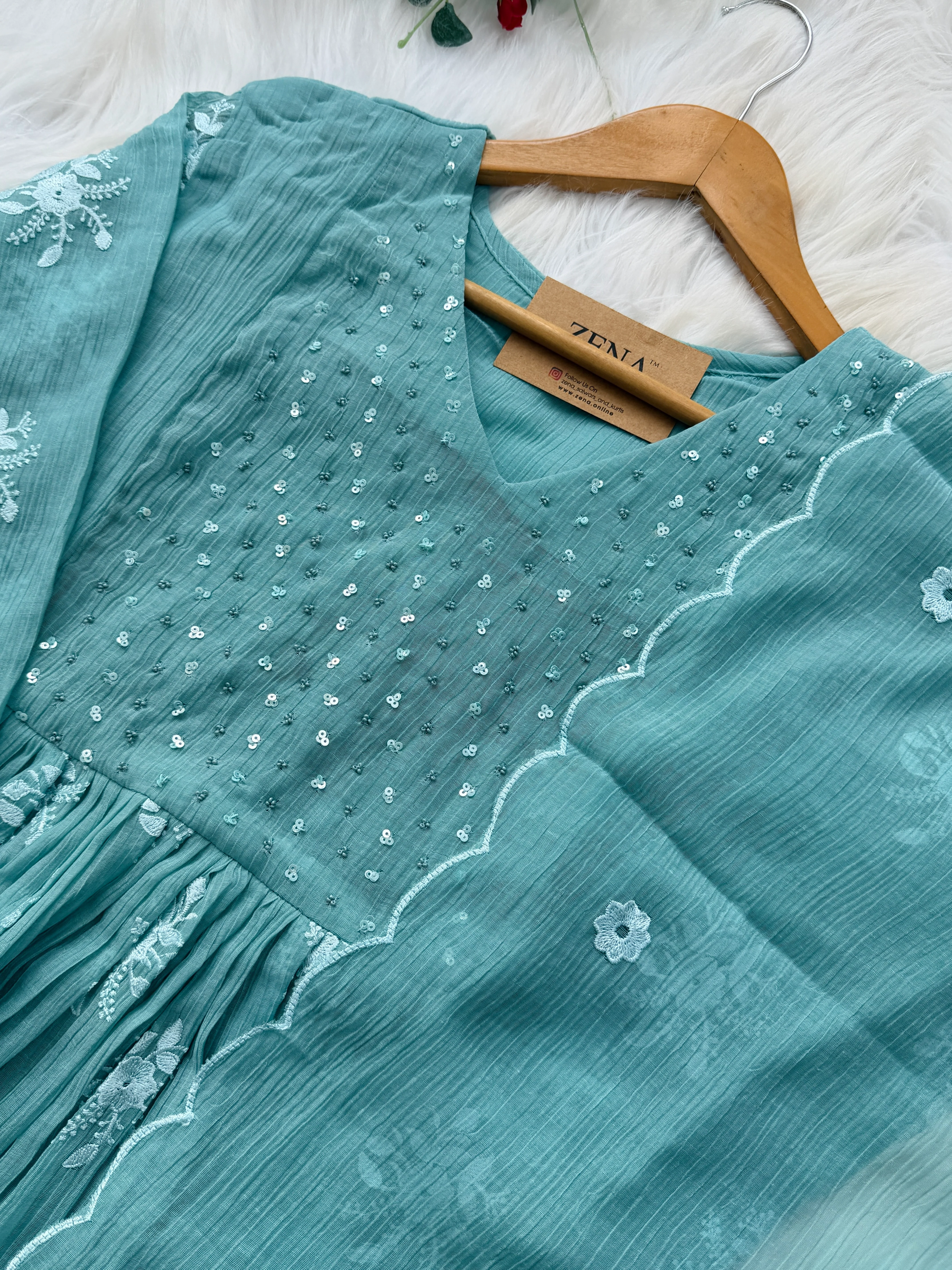 ✨ Chinnon Hand Detailed Embroidered Anarkali Set ✨ - Image 6