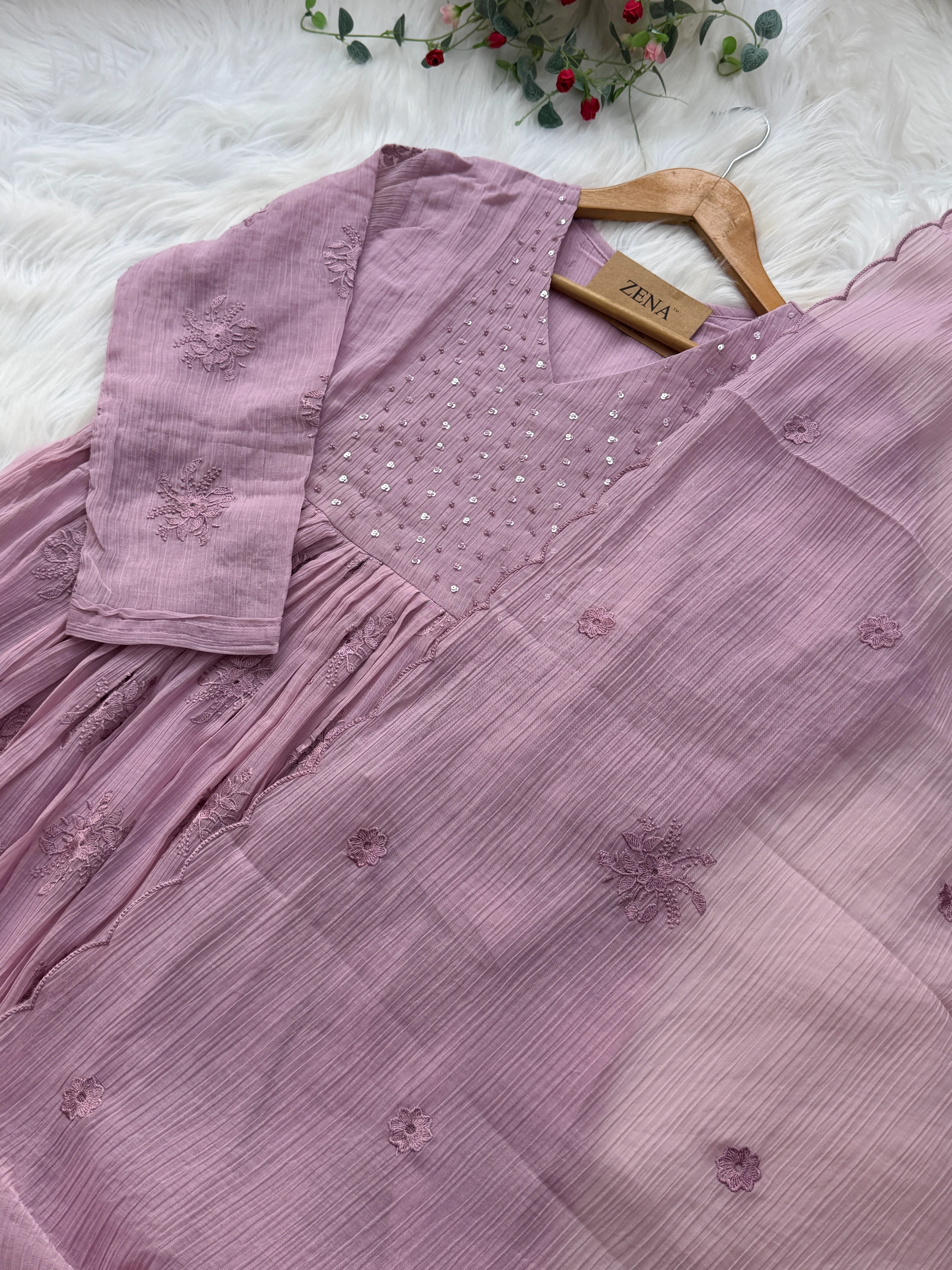 ✨ Chinnon Hand Detailed Embroidered Anarkali Set ✨ - Image 4