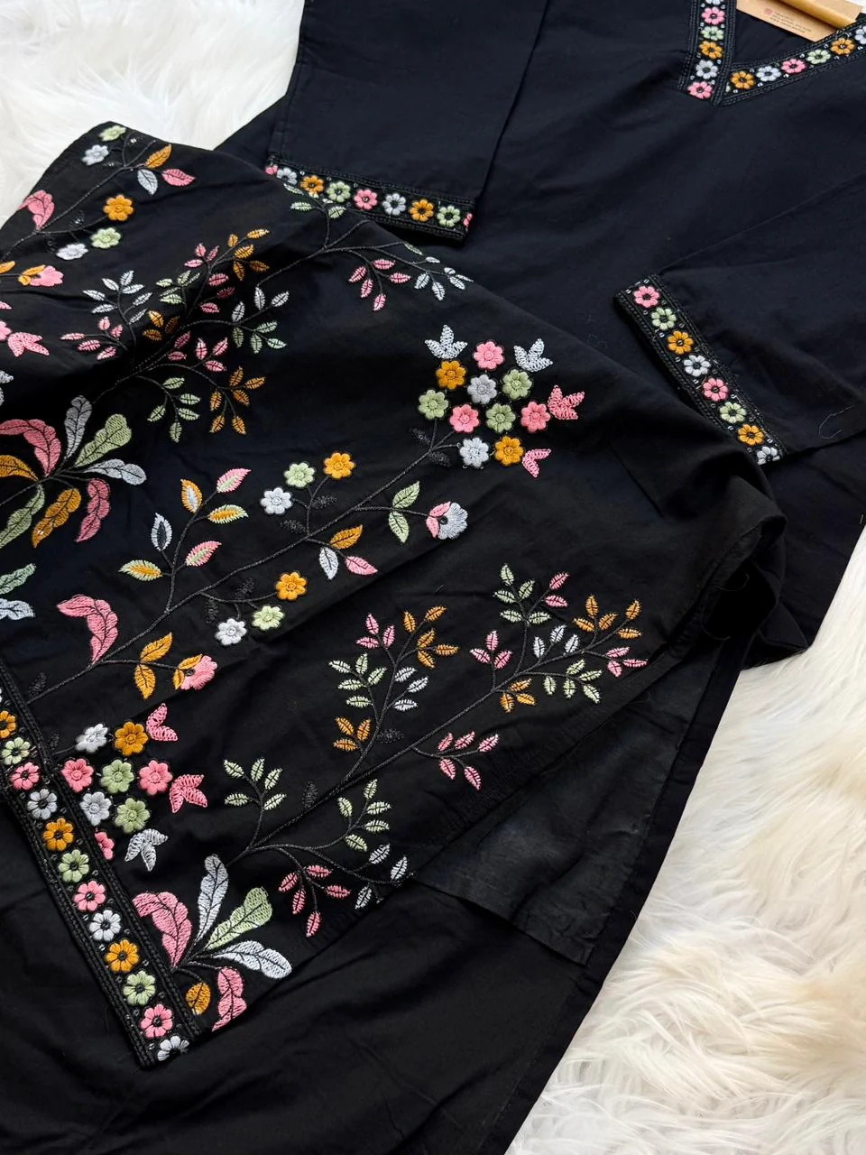✨ Cotton Embroidered V-Neck Kurti Set ✨ - Image 8