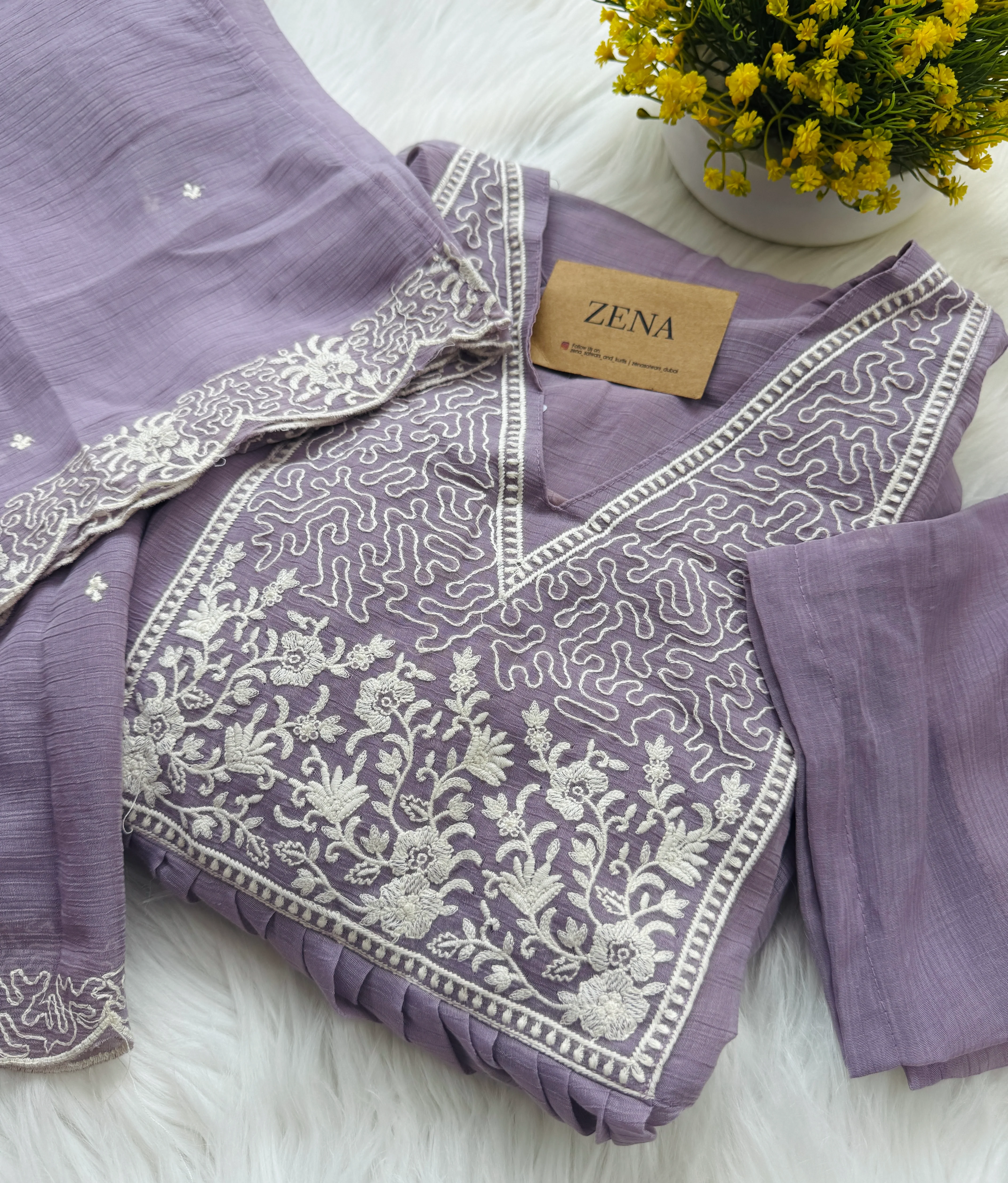β¨ Crush Silk Embroidered Anarkali Kurti Set β¨