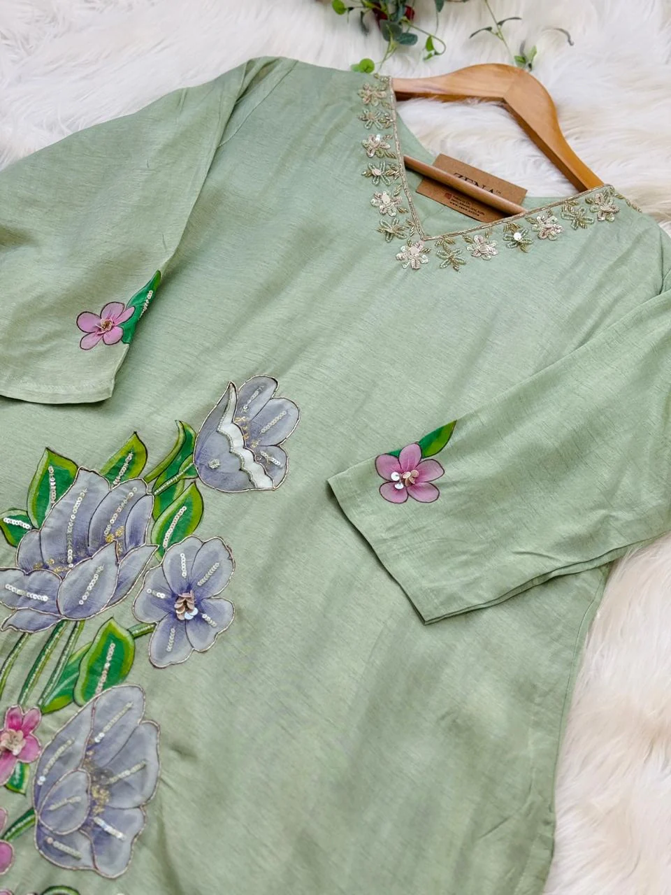 ✨ Dola Silk Hand-Detailed Party Wear Suit ✨ - Image 3