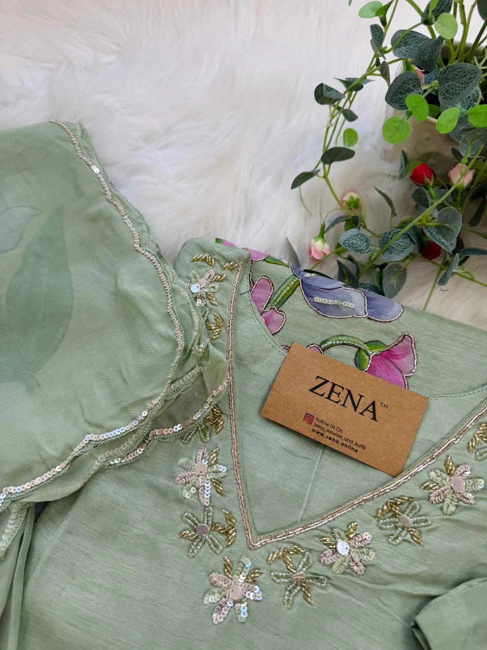 ✨ Dola Silk Hand-Detailed Party Wear Suit ✨ - Image 4