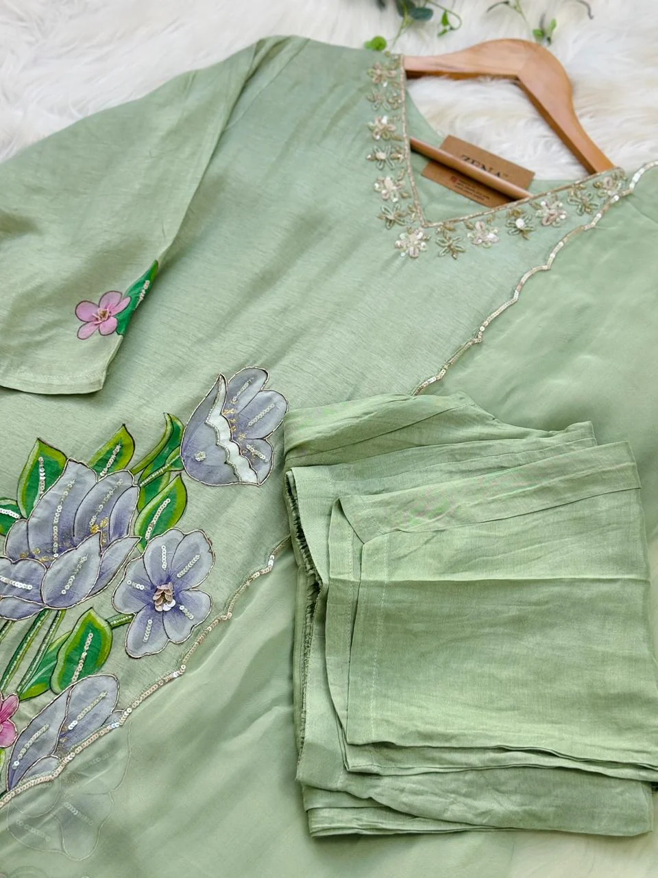 ✨ Dola Silk Hand-Detailed Party Wear Suit ✨ - Image 6