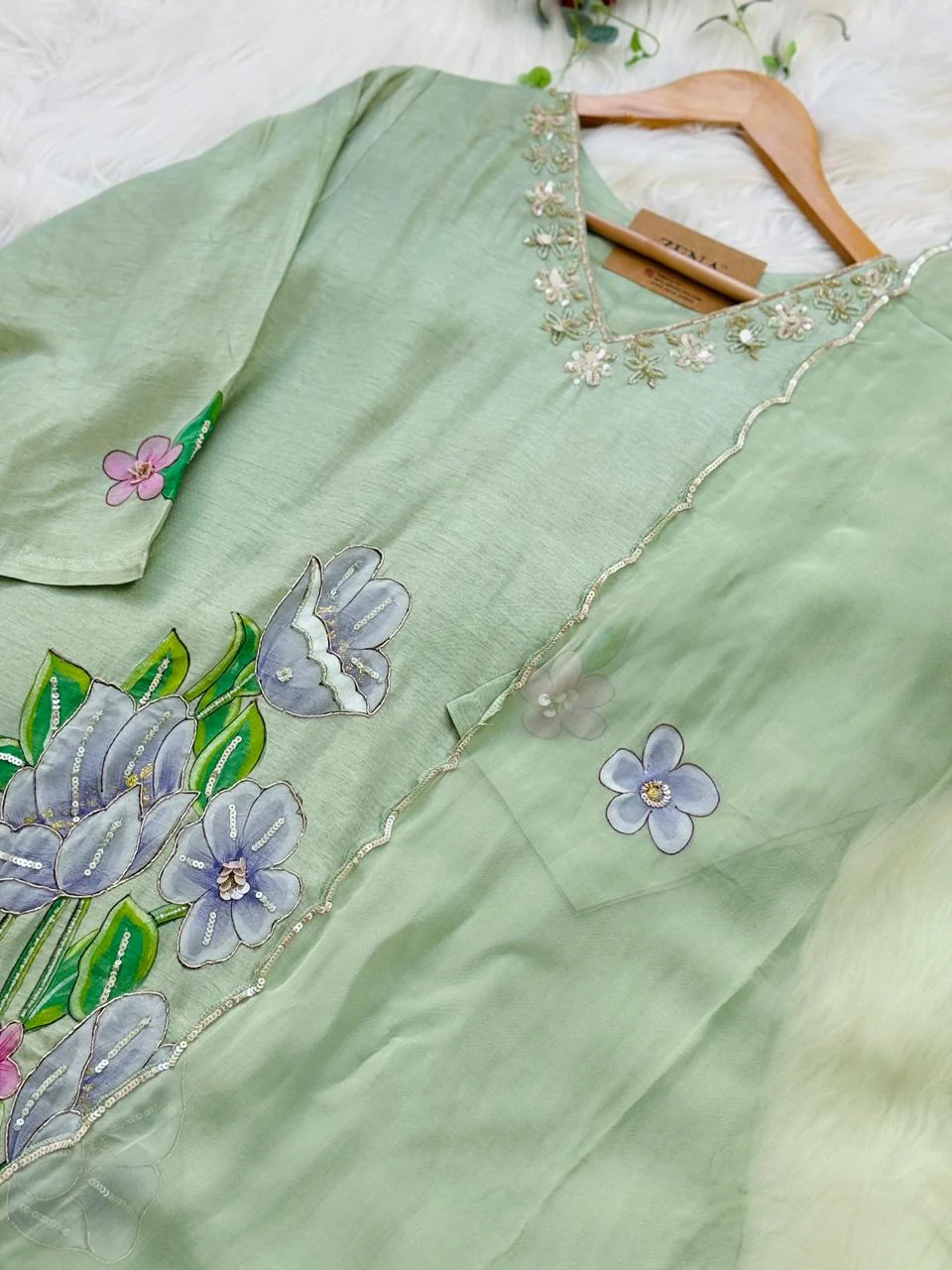 ✨ Dola Silk Hand-Detailed Party Wear Suit ✨ - Image 7