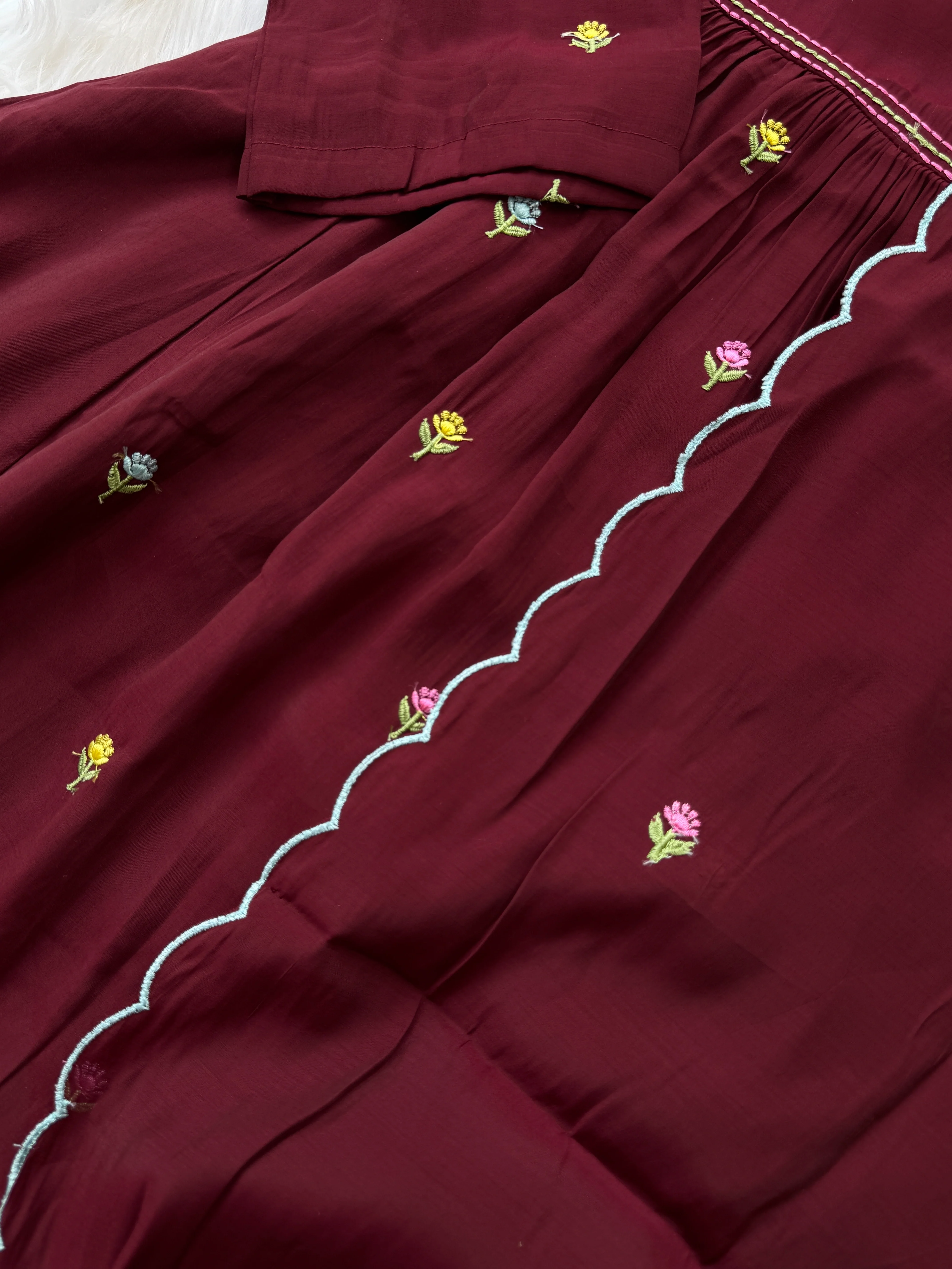 ✨ Glass Chanderi Anarkali Kurti Set – Top, Bottom & Dupatta ✨ - Image 7