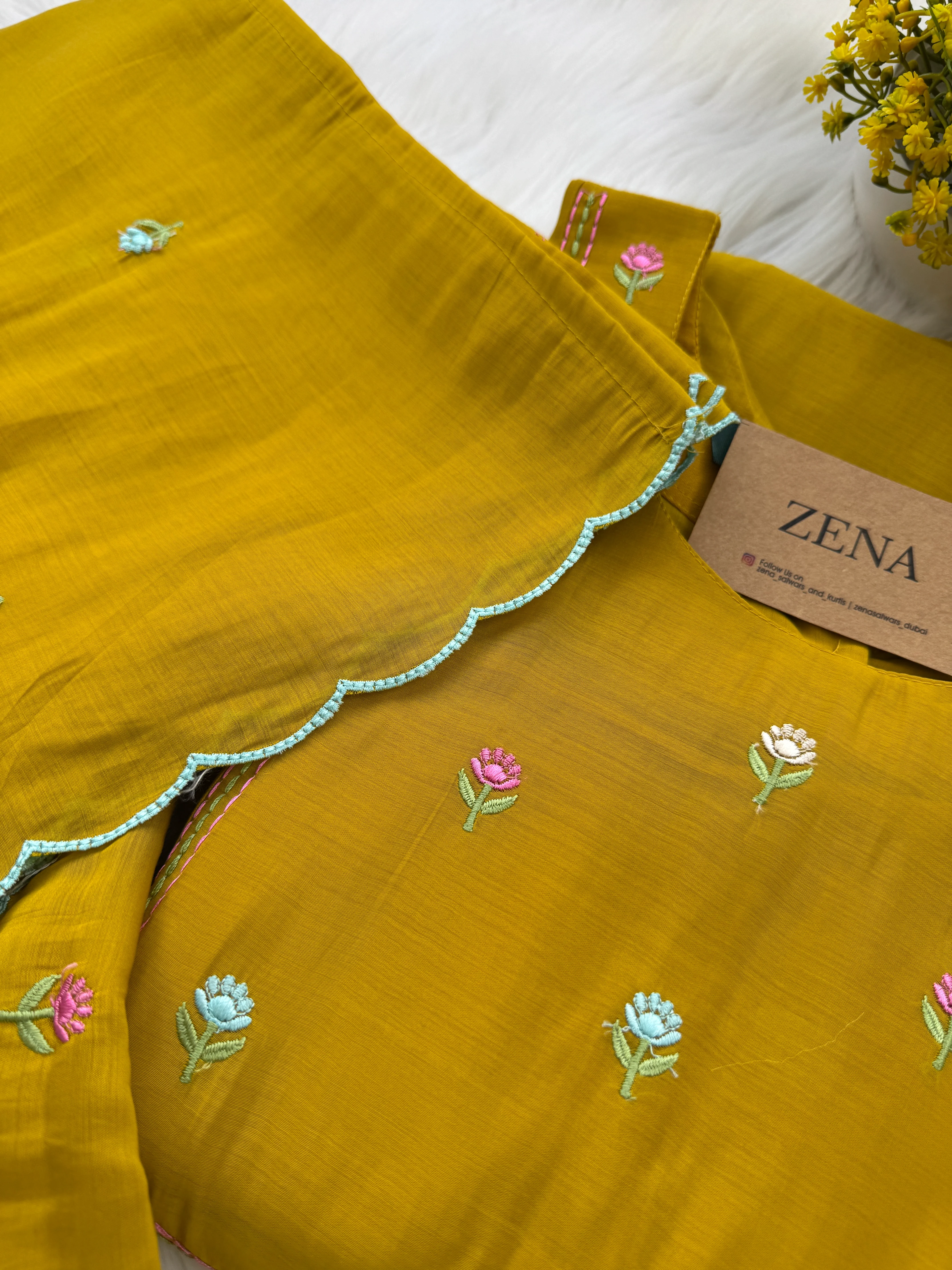 ✨ Glass Chanderi Anarkali Kurti Set – Top, Bottom & Dupatta ✨ - Image 8