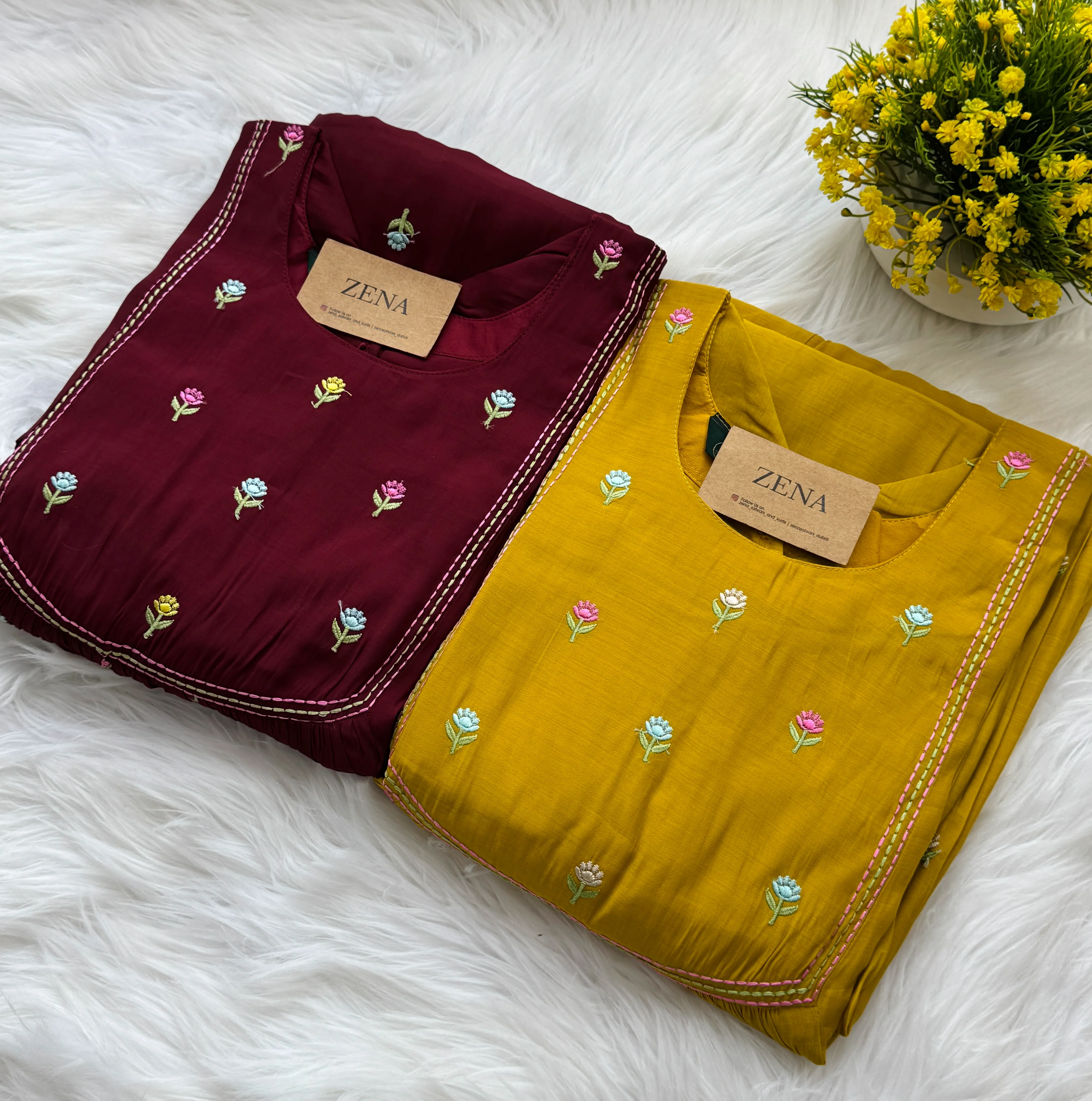 ✨ Glass Chanderi Anarkali Kurti Set – Top, Bottom & Dupatta ✨ - Image 9
