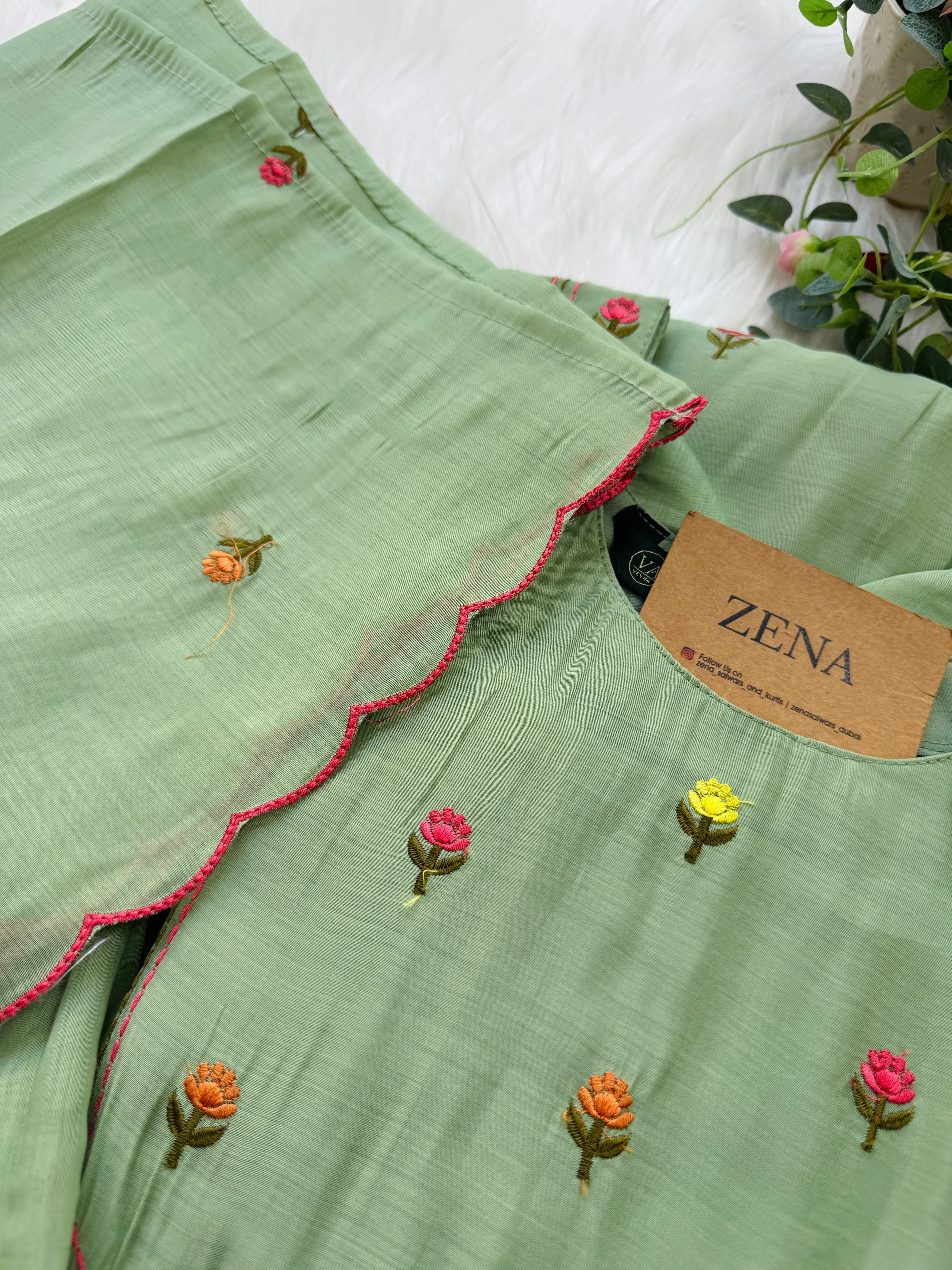 ✨ Glass Chanderi Anarkali Kurti Set – Top, Bottom & Dupatta ✨ - Image 7