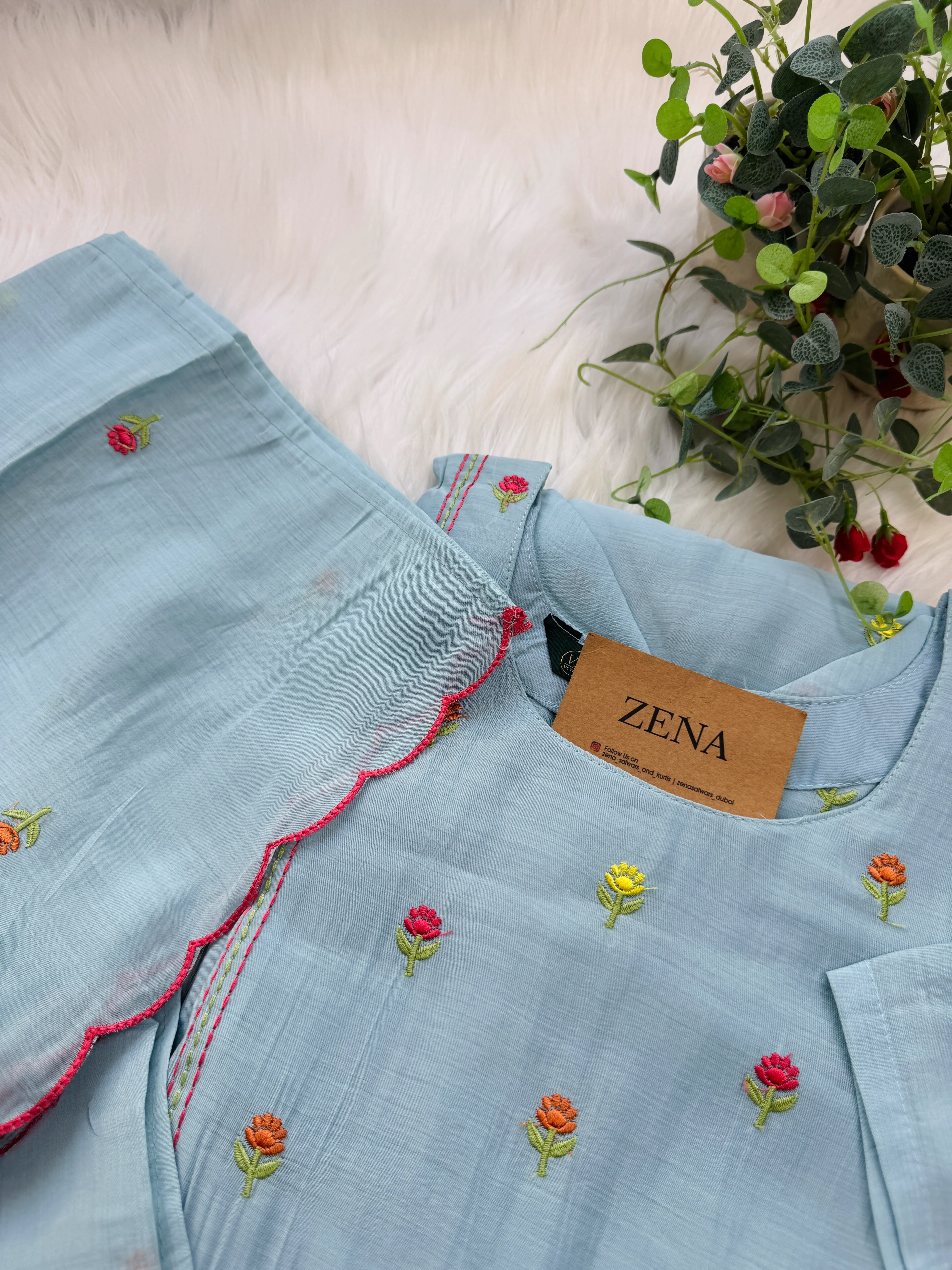 ✨ Glass Chanderi Anarkali Kurti Set – Top, Bottom & Dupatta ✨ - Image 8