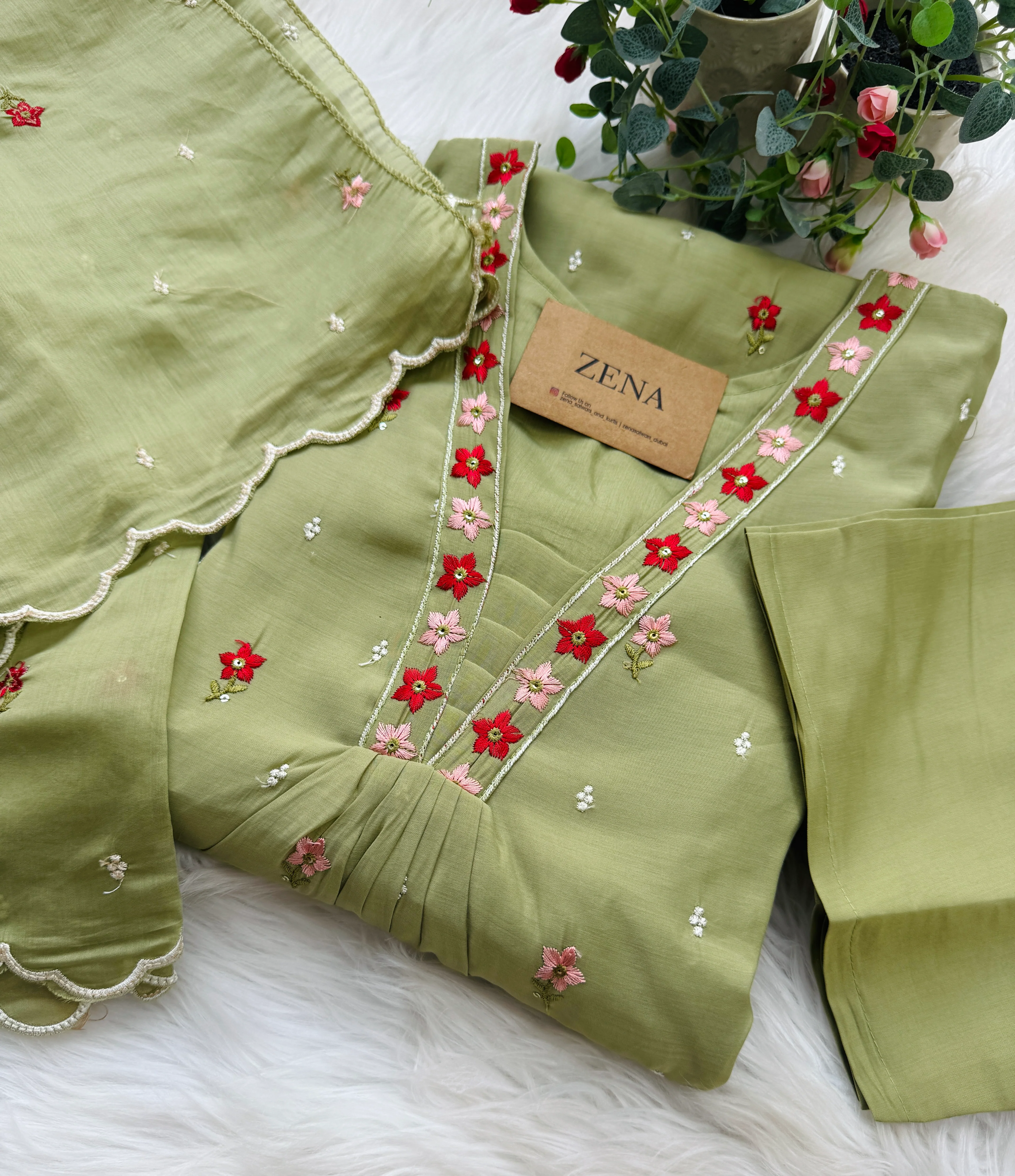 ✨ Glass Chanderi Embroidered Anarkali ✨