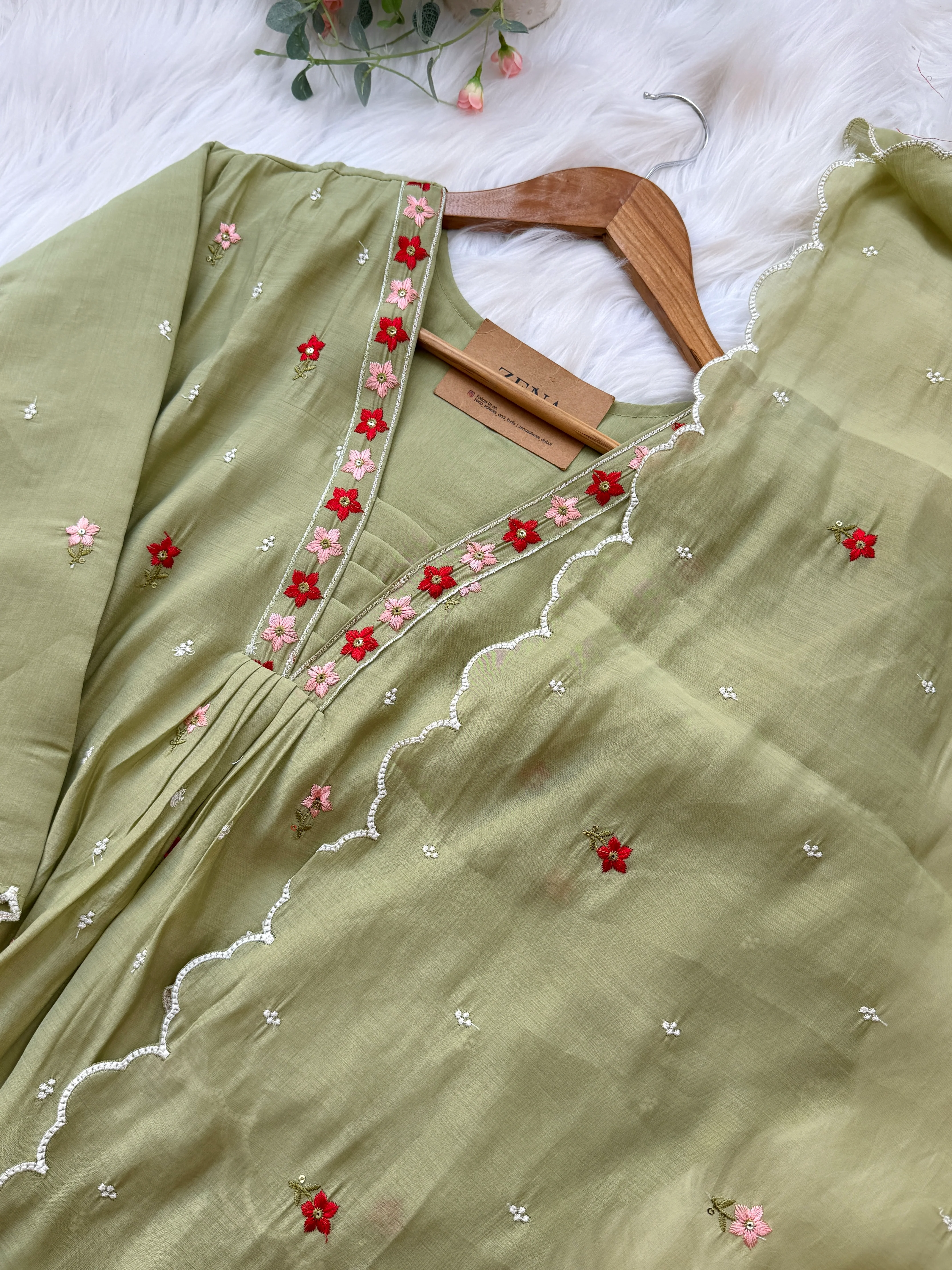 ✨ Glass Chanderi Embroidered Anarkali ✨ - Image 3
