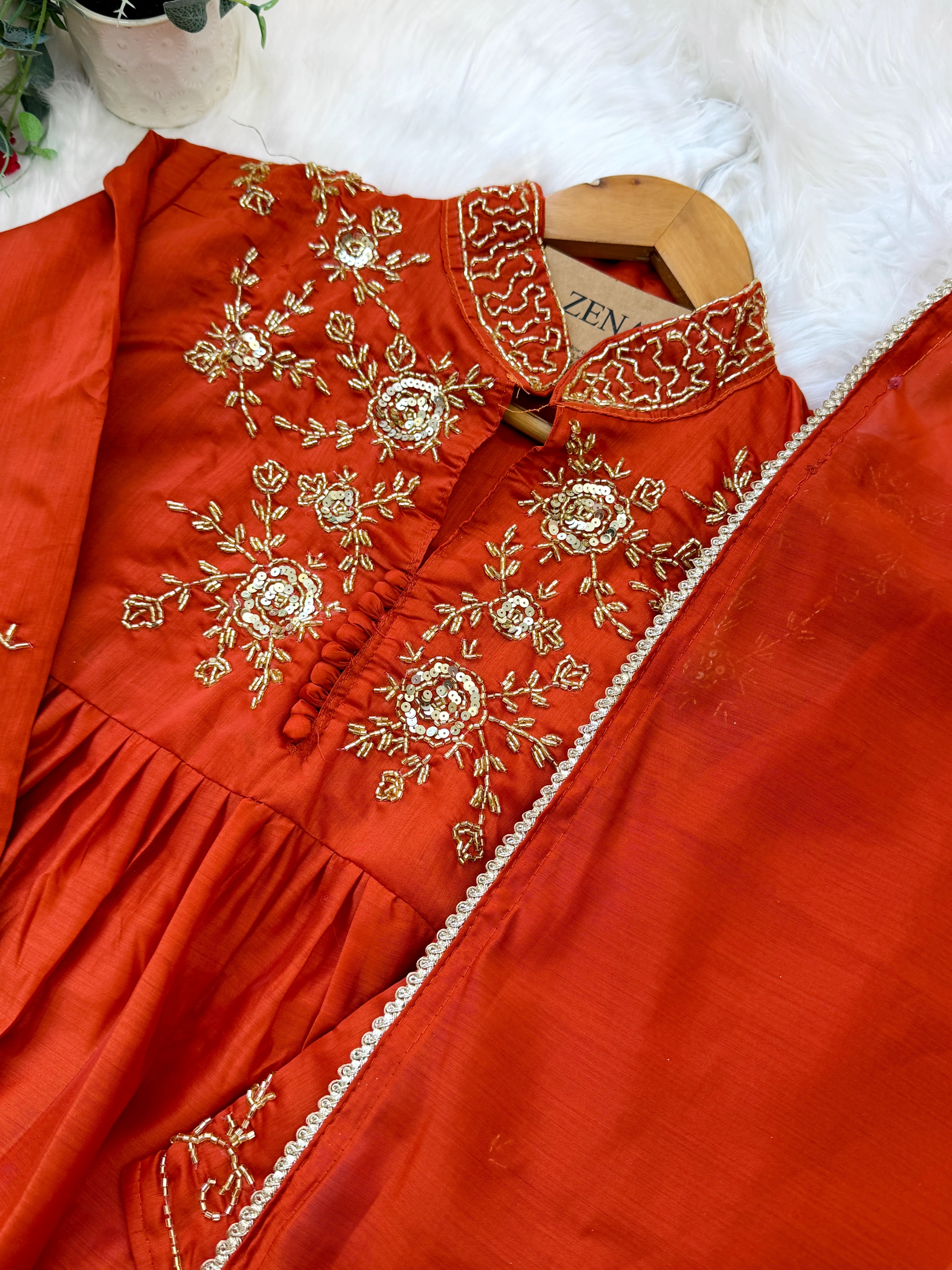 ✨ Glass Chanderi Handwork Anarkali Set ✨ - Image 7