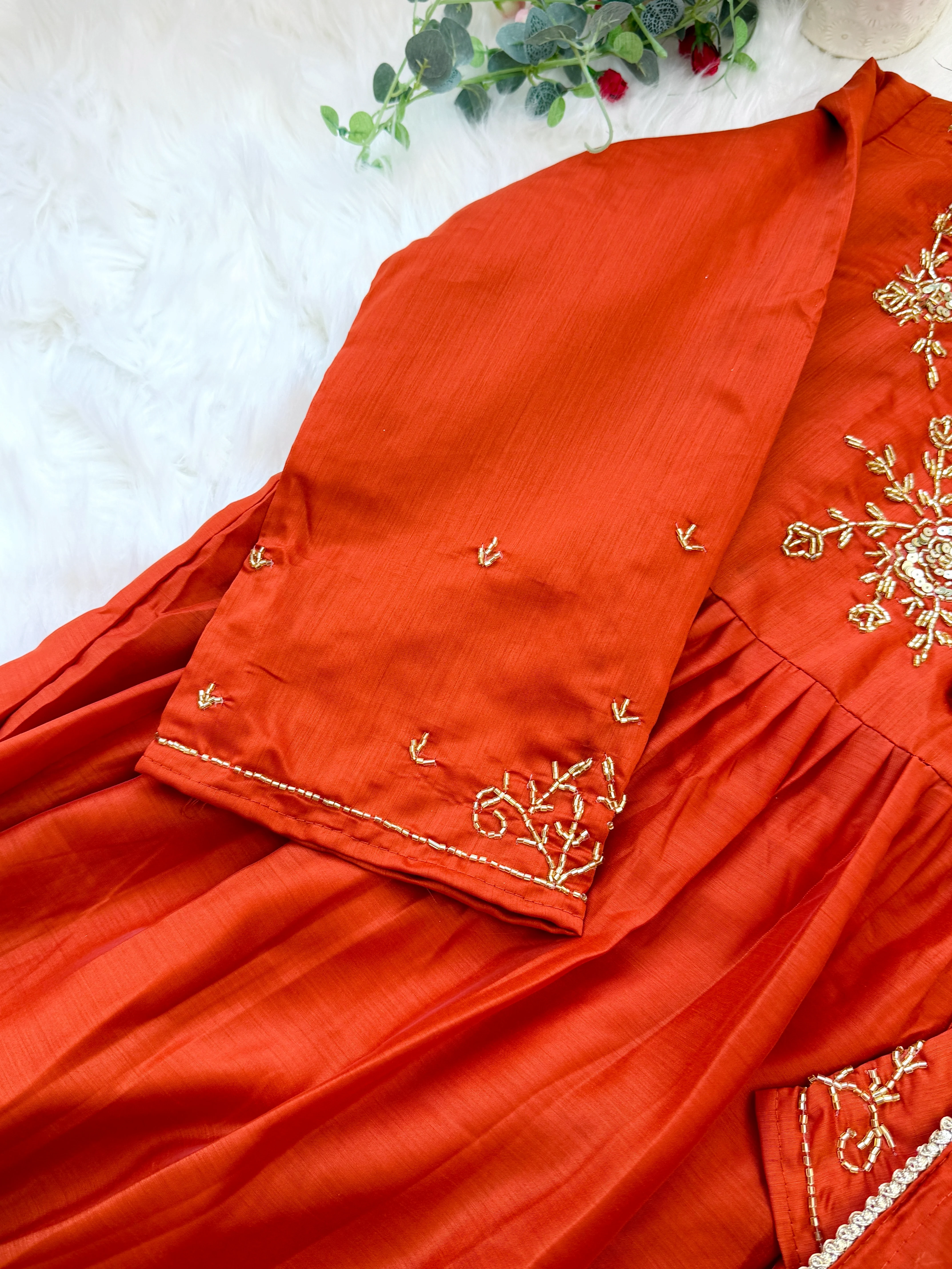 ✨ Glass Chanderi Handwork Anarkali Set ✨ - Image 8