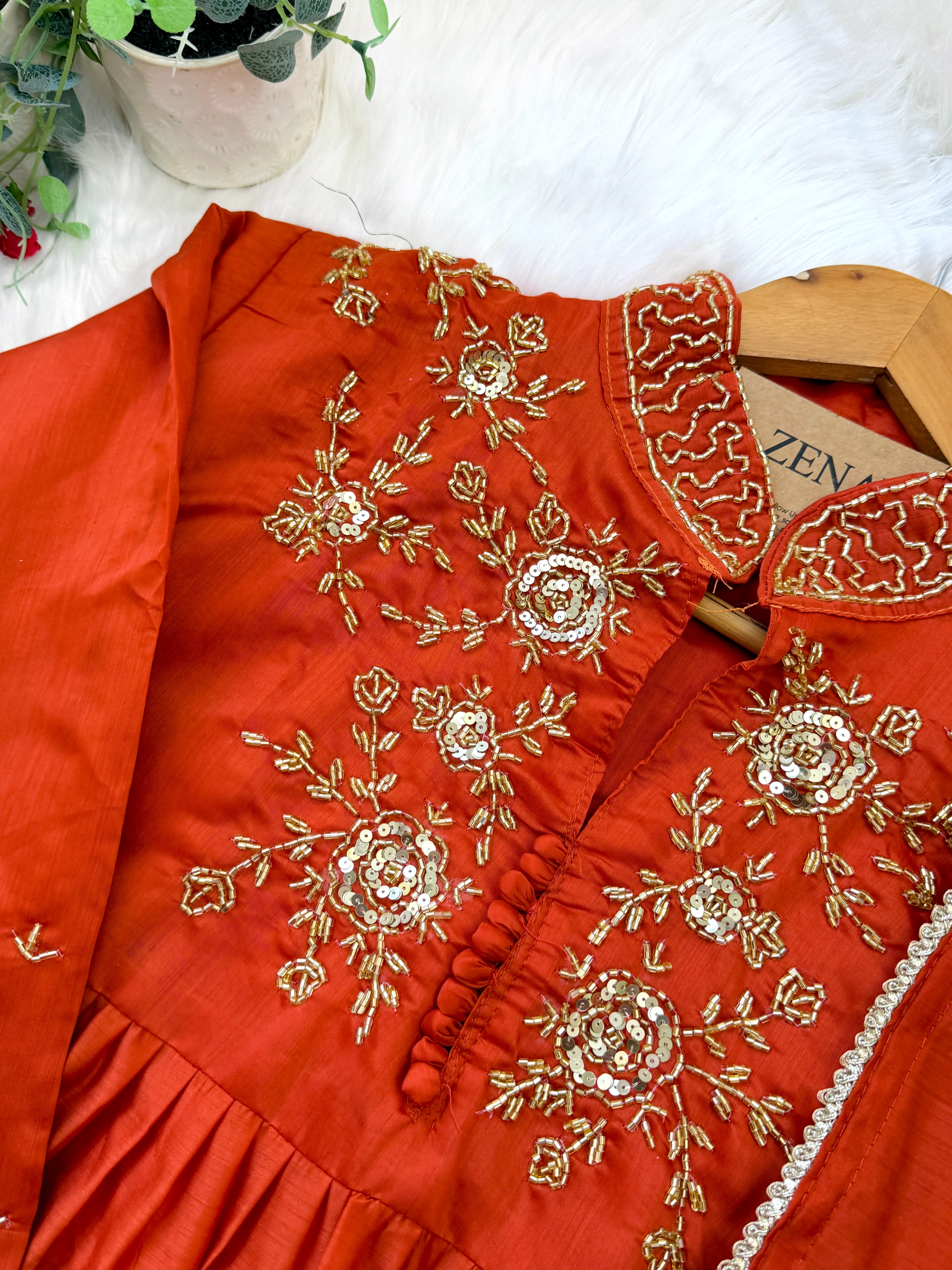 ✨ Glass Chanderi Handwork Anarkali Set ✨ - Image 9