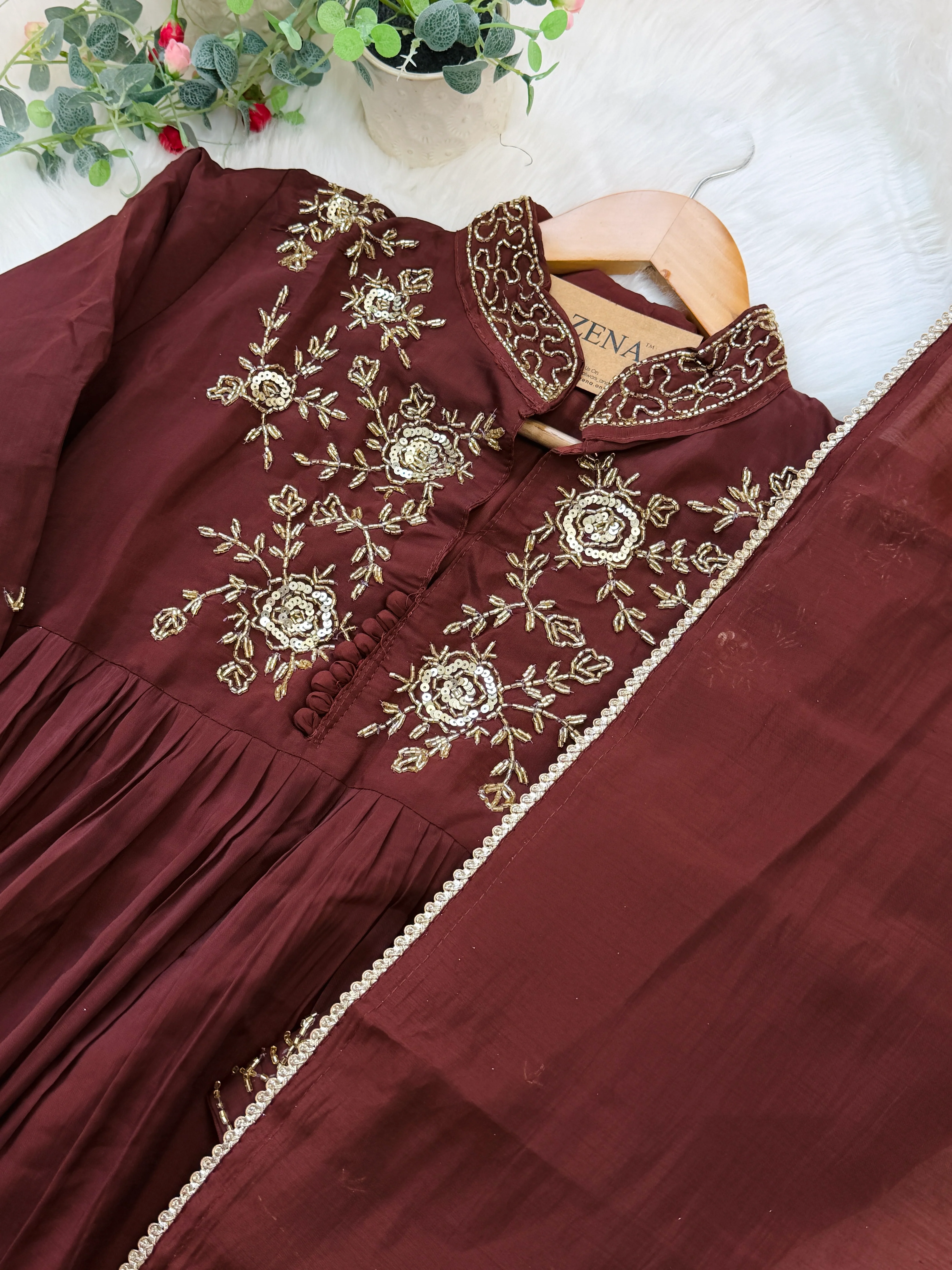 ✨ Glass Chanderi Handwork Anarkali Set ✨ - Image 5