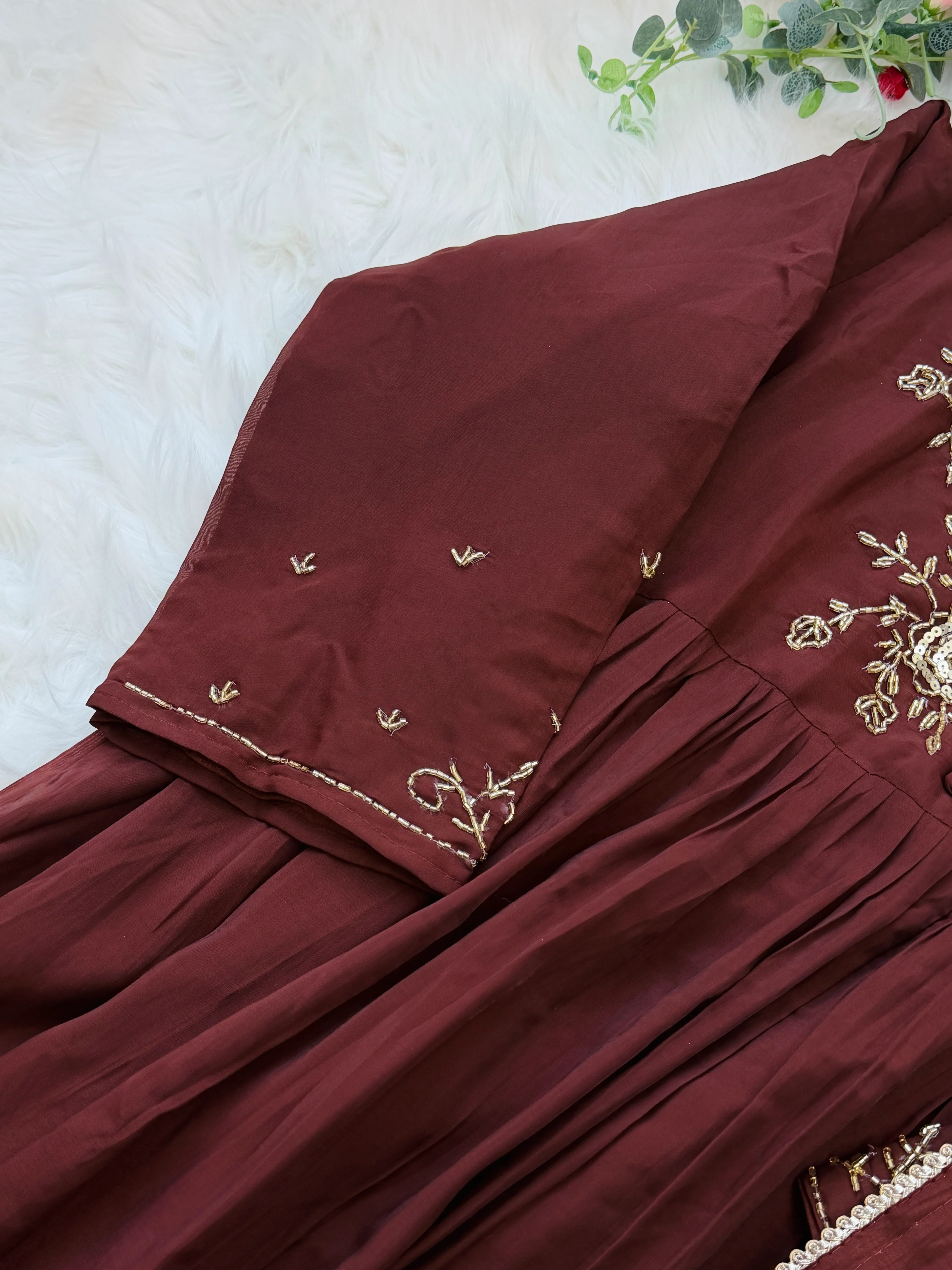 ✨ Glass Chanderi Handwork Anarkali Set ✨ - Image 6