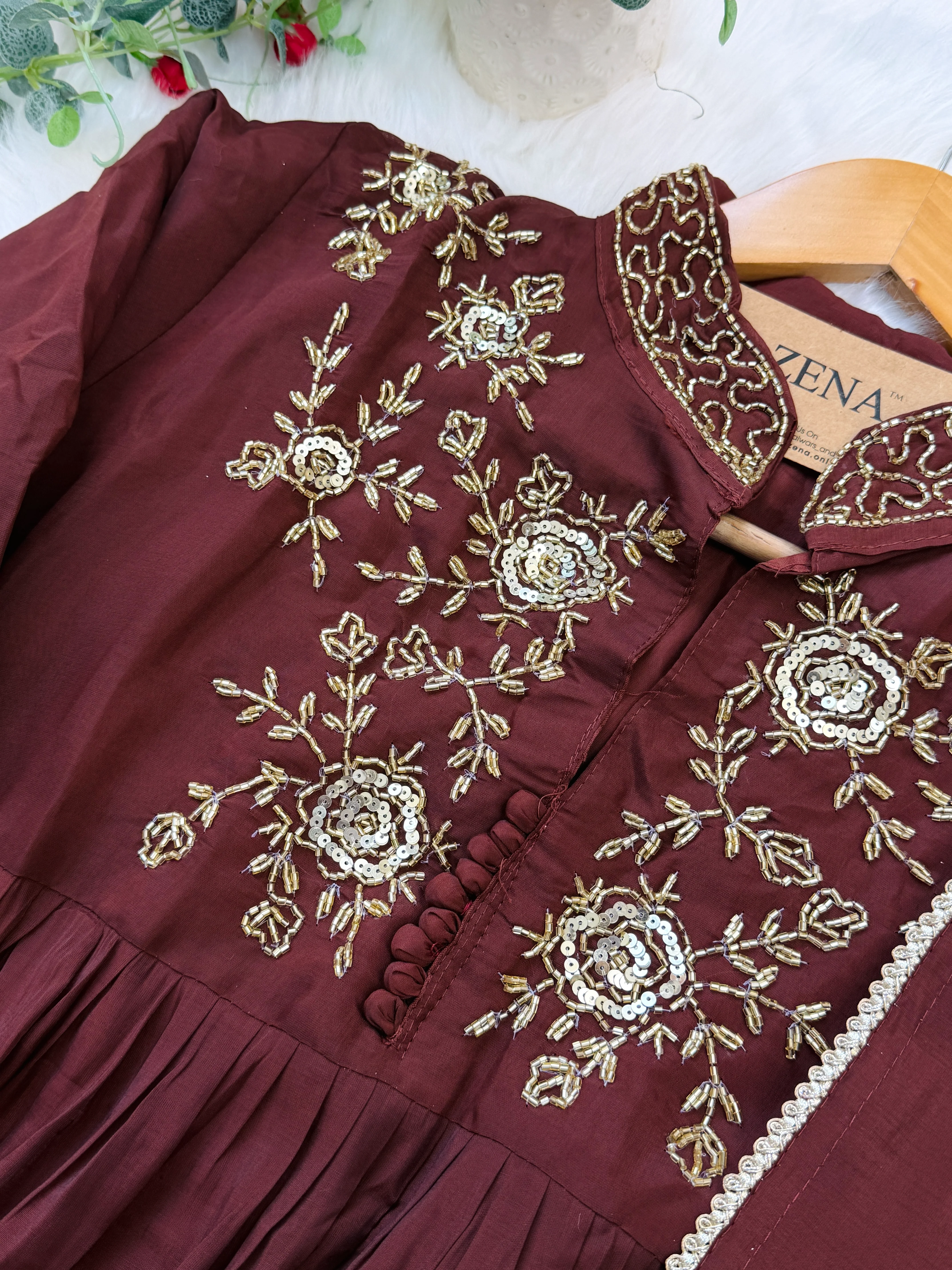 ✨ Glass Chanderi Handwork Anarkali Set ✨ - Image 7