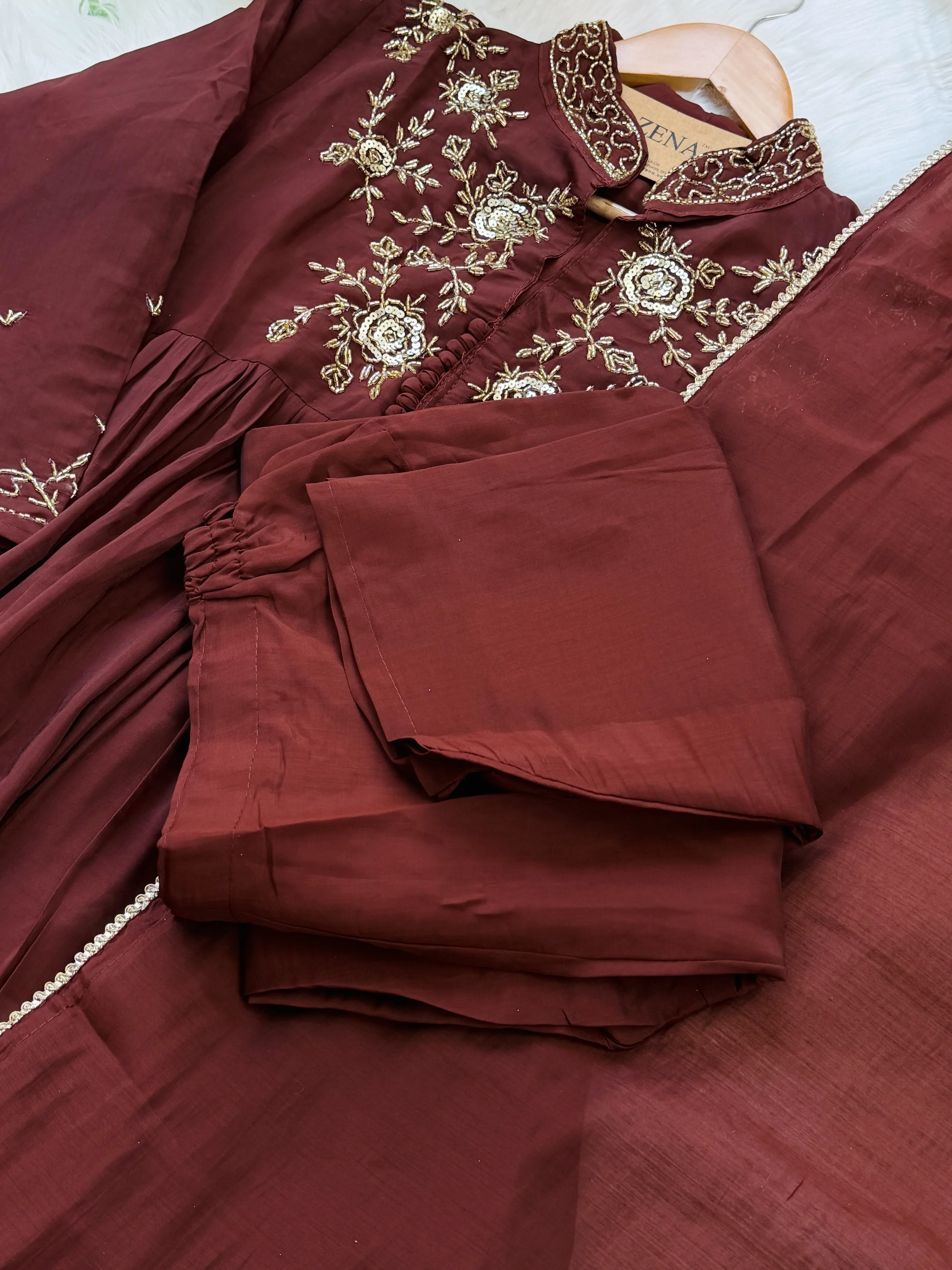 ✨ Glass Chanderi Handwork Anarkali Set ✨ - Image 8