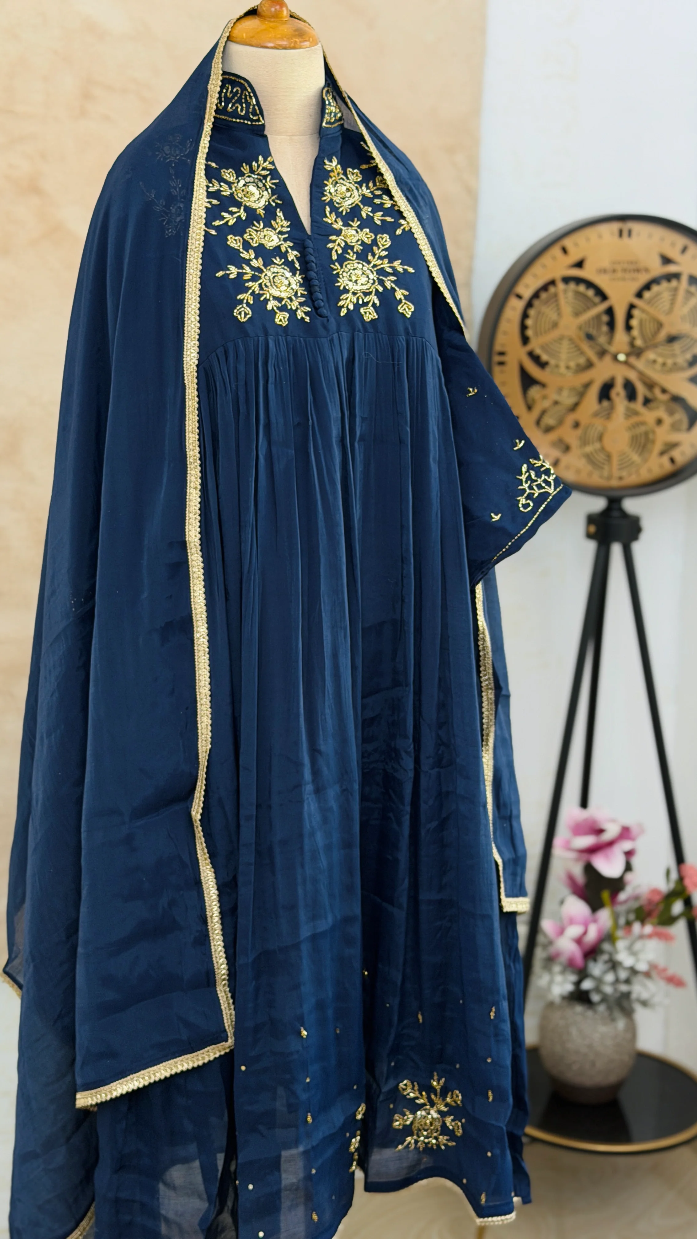 ✨ Glass Chanderi Handwork Anarkali Set ✨ - Image 2