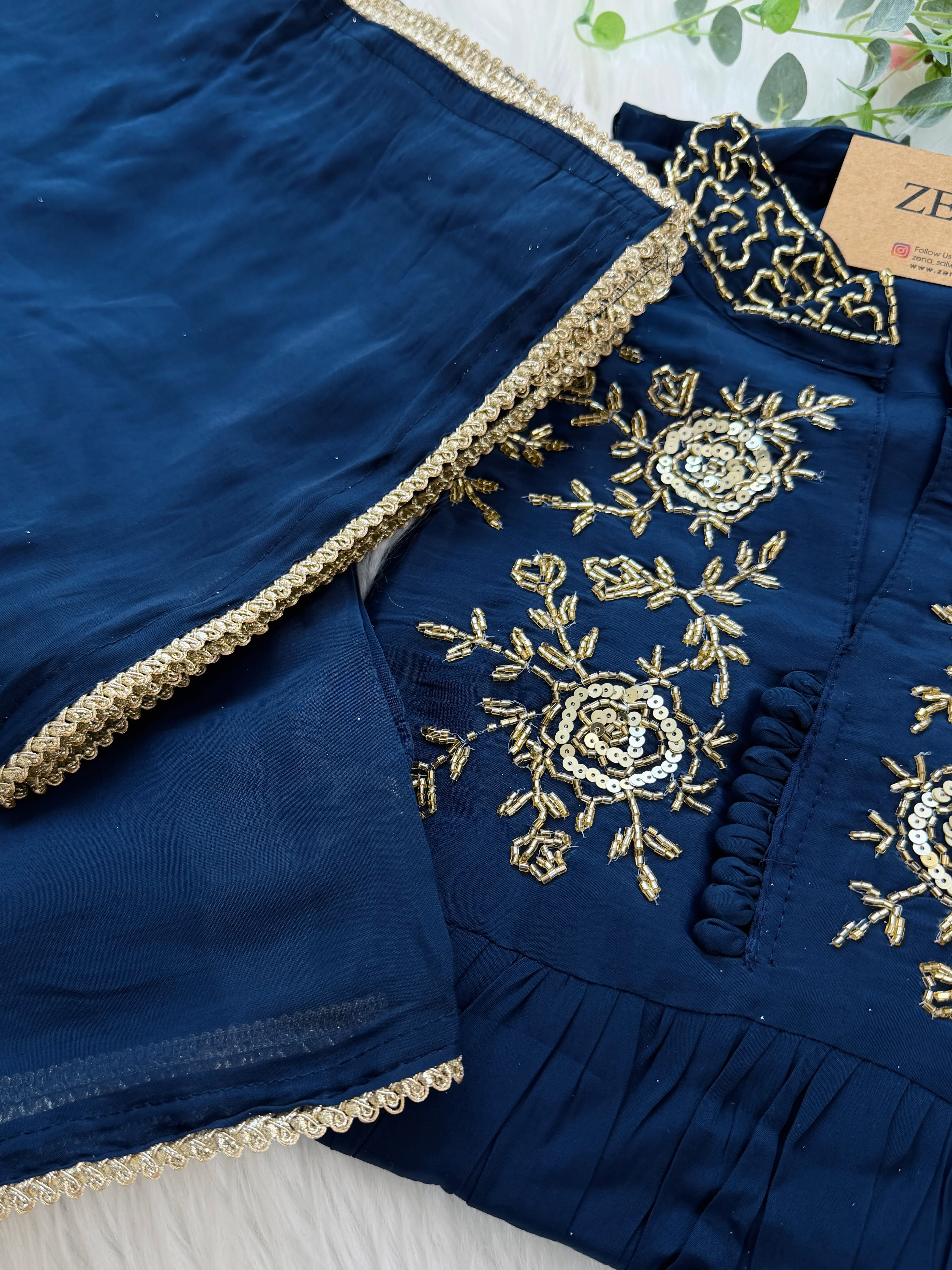 ✨ Glass Chanderi Handwork Anarkali Set ✨ - Image 3