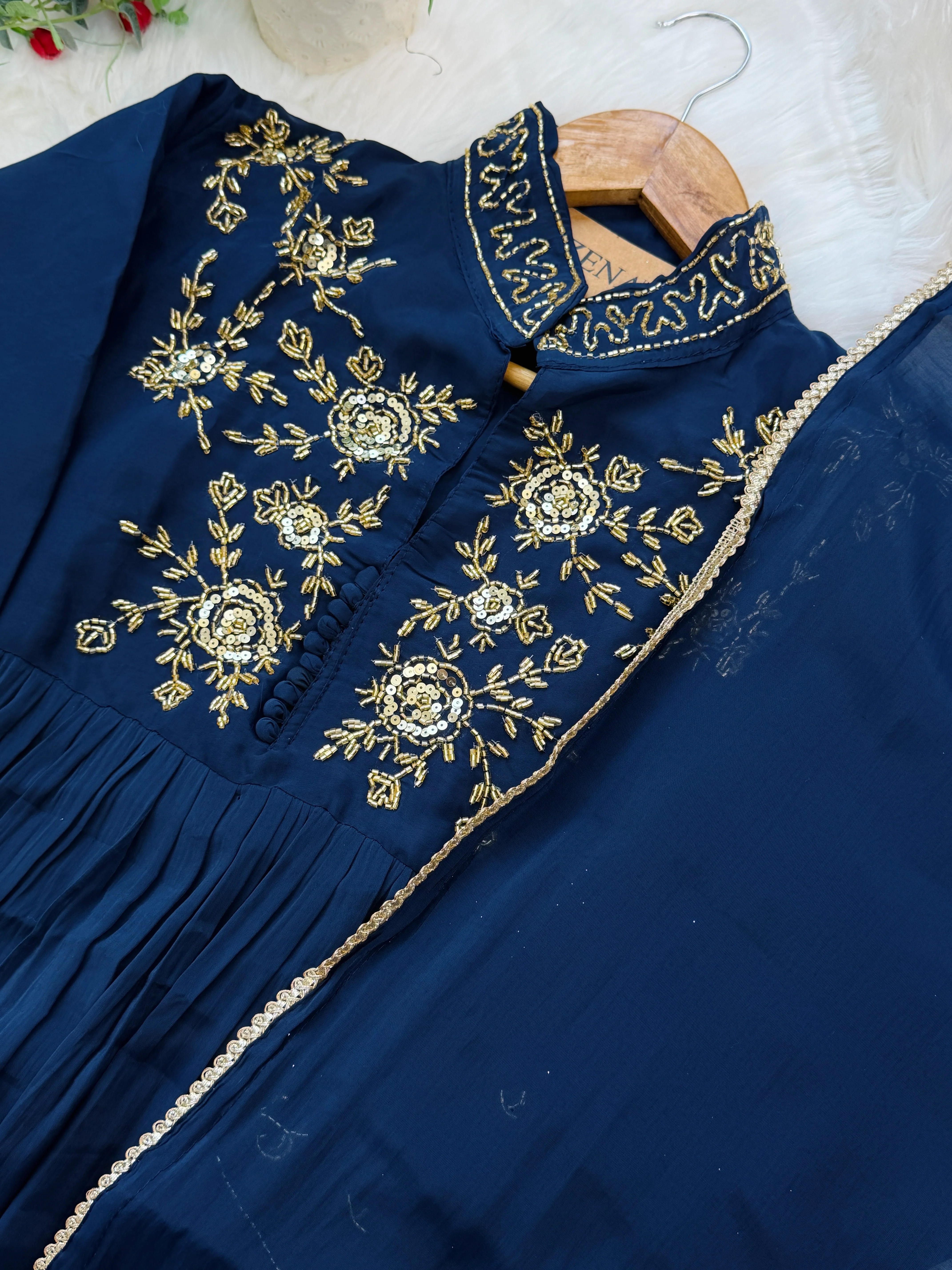 ✨ Glass Chanderi Handwork Anarkali Set ✨ - Image 6