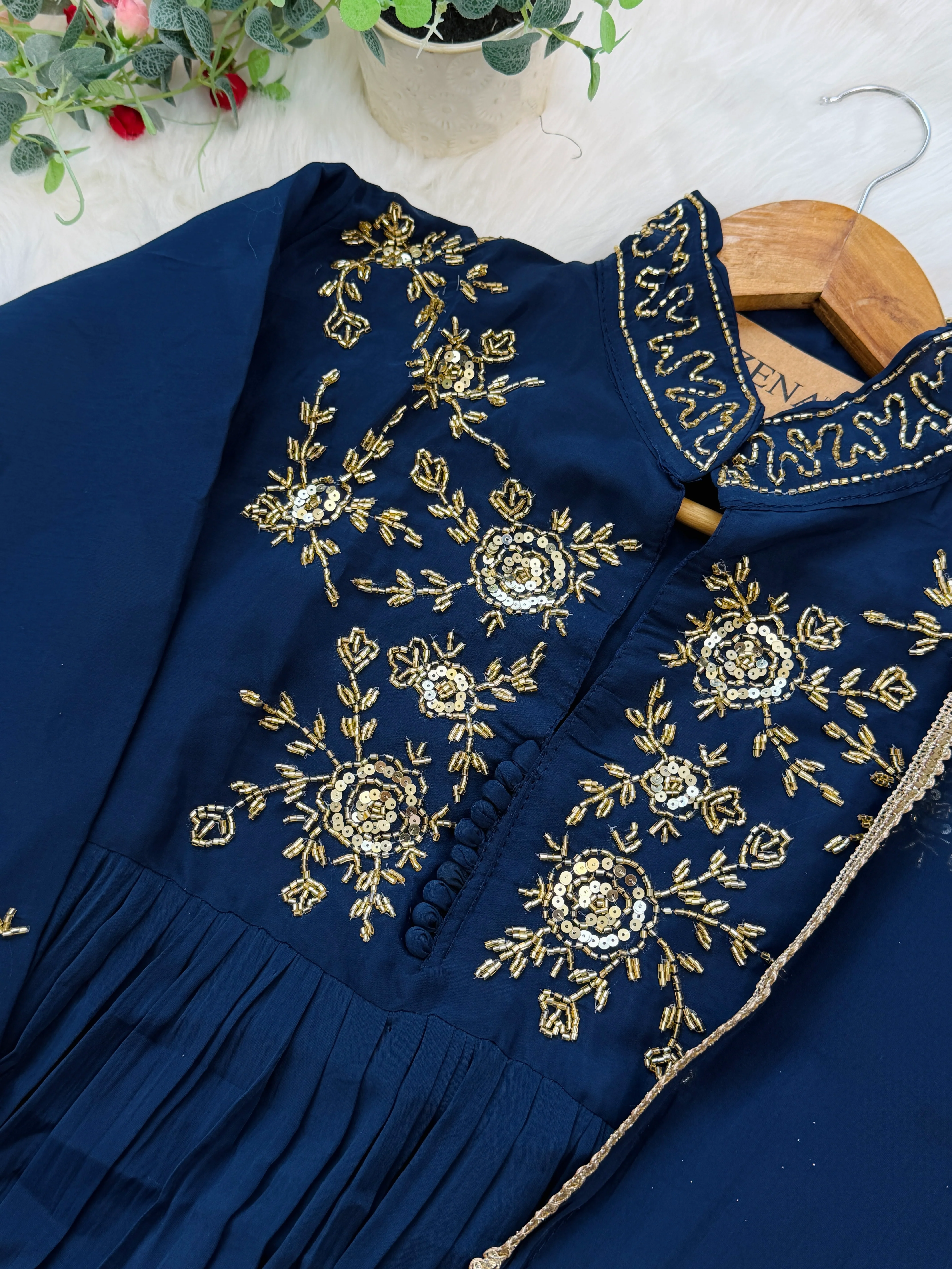 ✨ Glass Chanderi Handwork Anarkali Set ✨ - Image 8