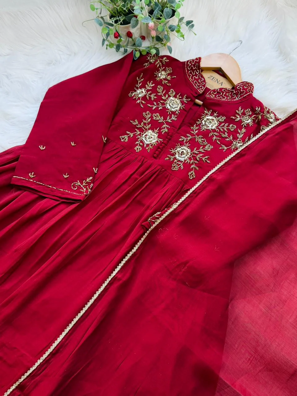 ✨ Glass Chanderi Handwork Anarkali Set ✨ - Image 3