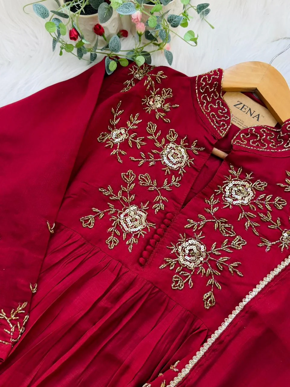 ✨ Glass Chanderi Handwork Anarkali Set ✨ - Image 6