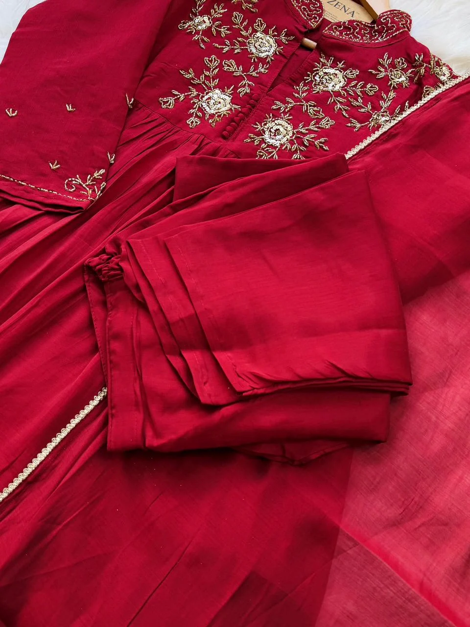 ✨ Glass Chanderi Handwork Anarkali Set ✨ - Image 7