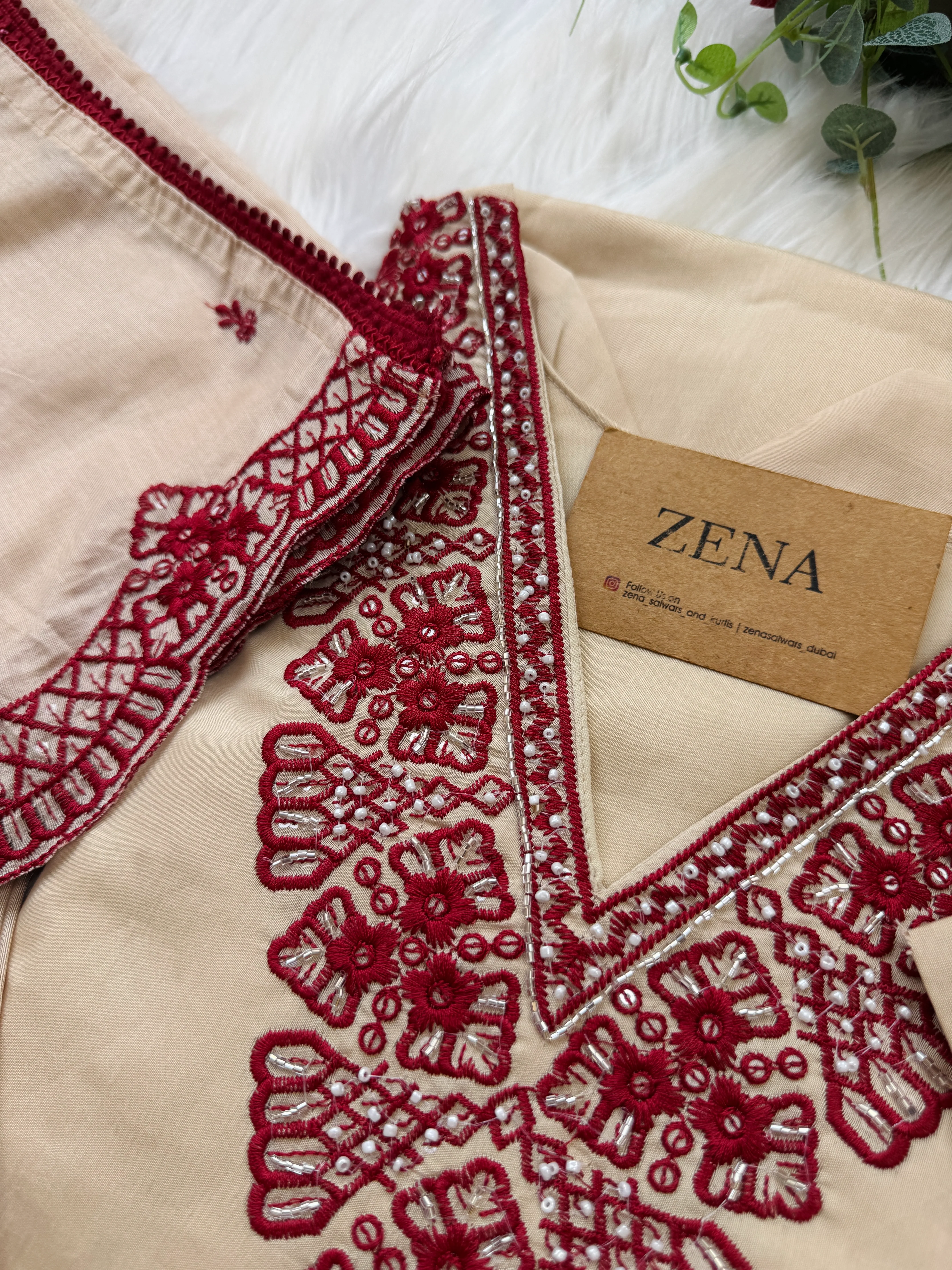 ✨ Glass Chanderi Pakistani Embroidered Kurti Set ✨ - Image 7
