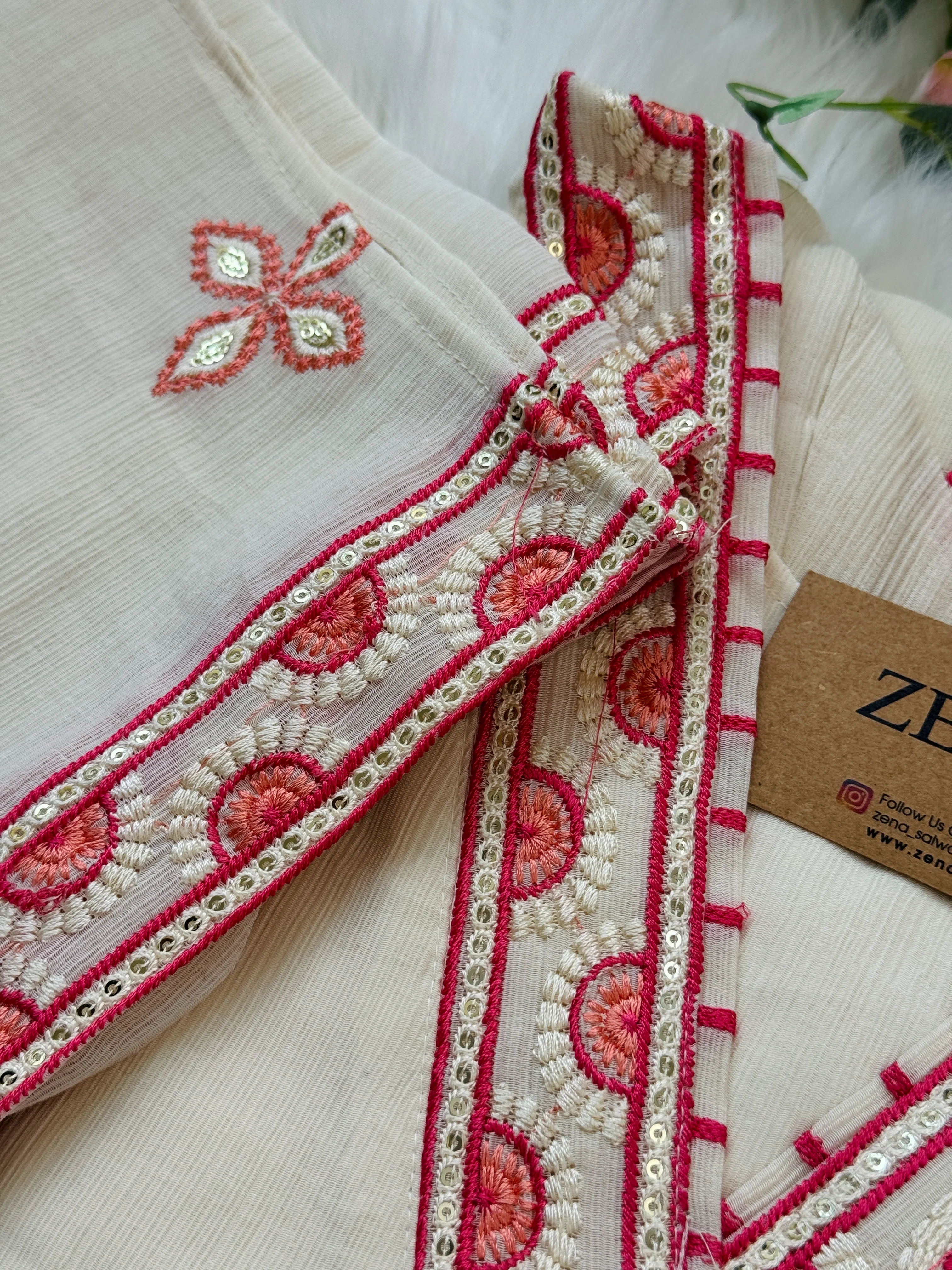 ✨ Imported Crush Silk Kurti Set with Appliqué Work ✨ - Image 3