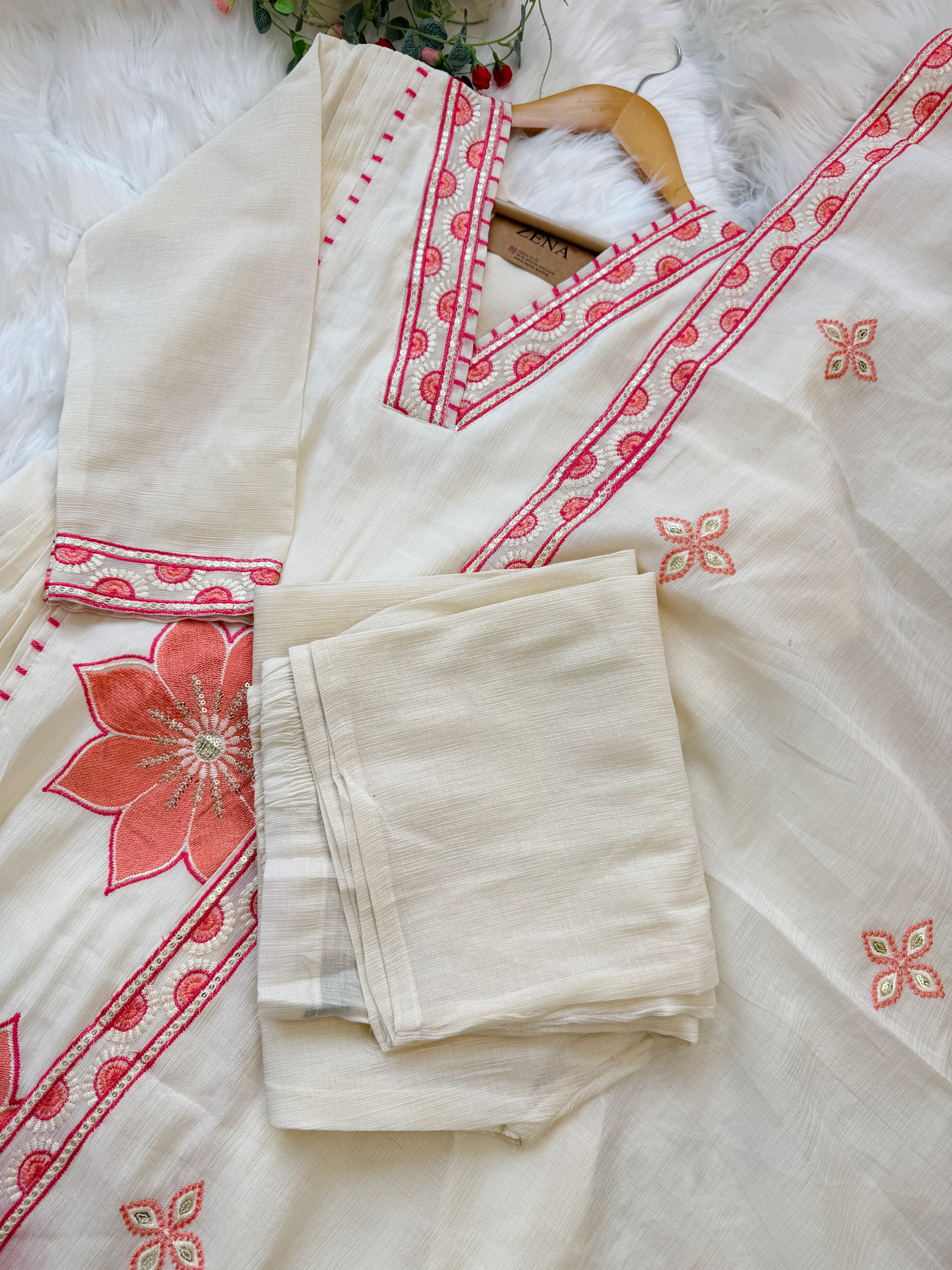 ✨ Imported Crush Silk Kurti Set with Appliqué Work ✨ - Image 4
