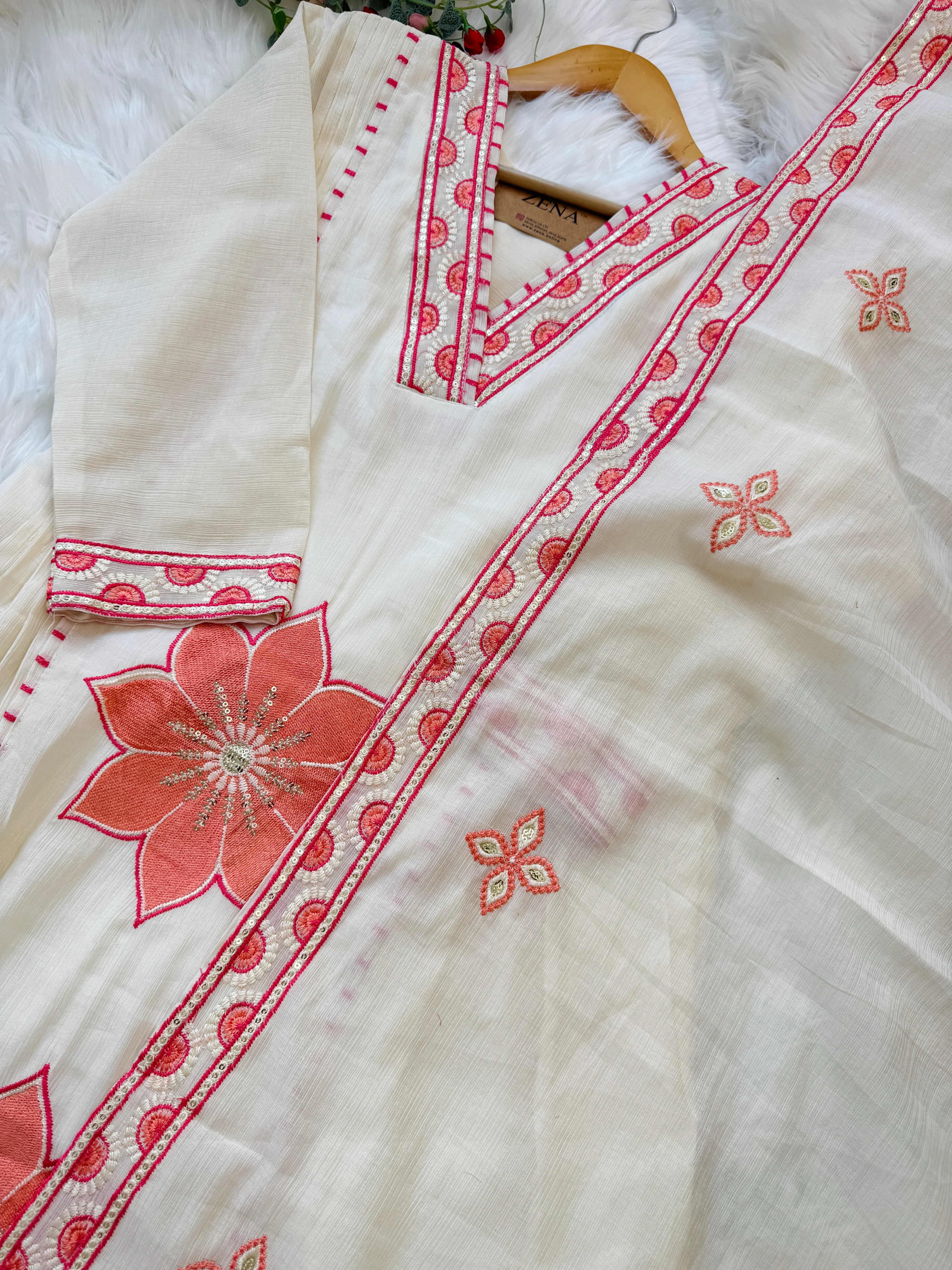 ✨ Imported Crush Silk Kurti Set with Appliqué Work ✨ - Image 5