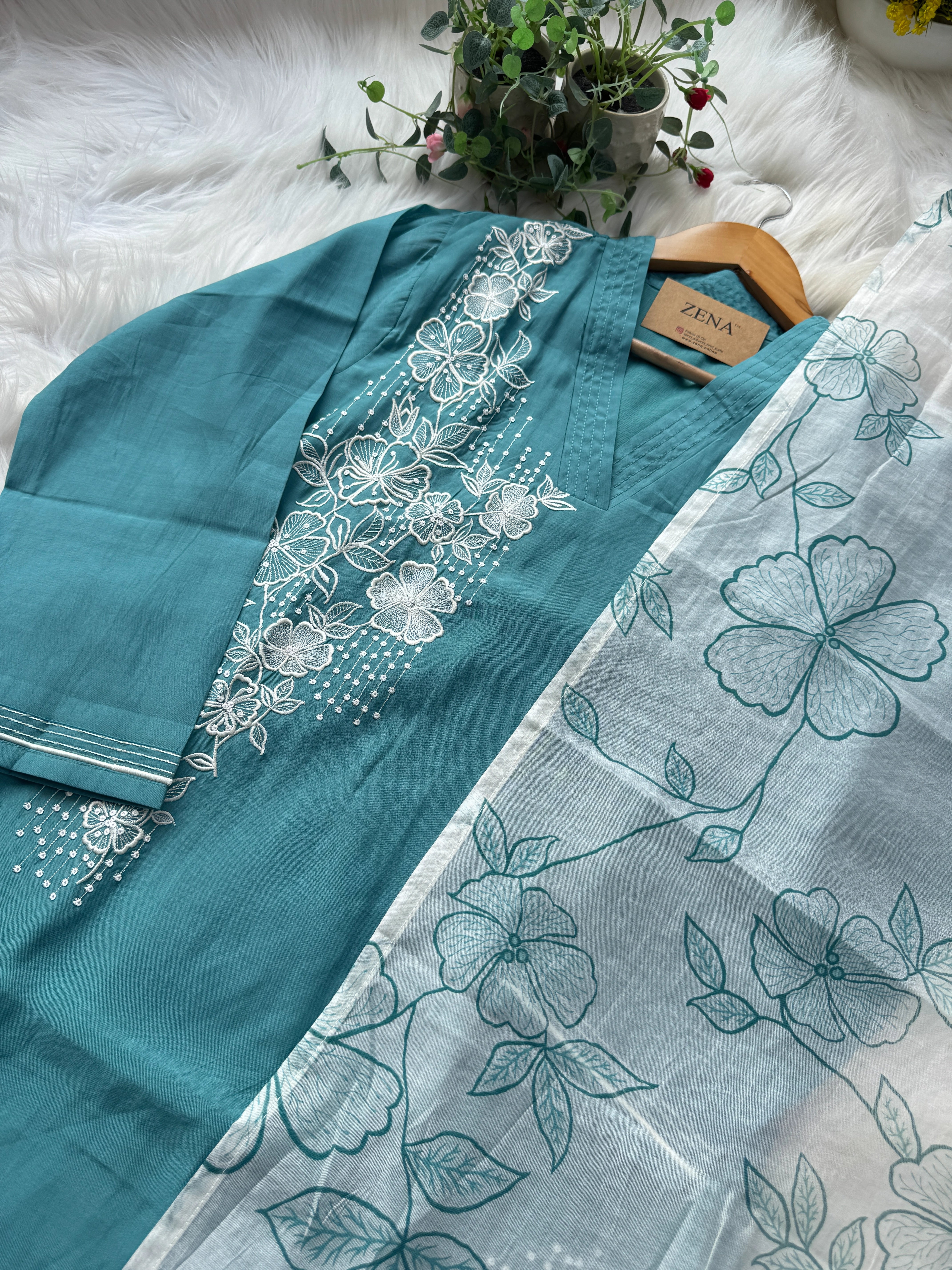 ✨ Modal Mul Chanderi Embroidered Kurti Set ✨ - Image 5