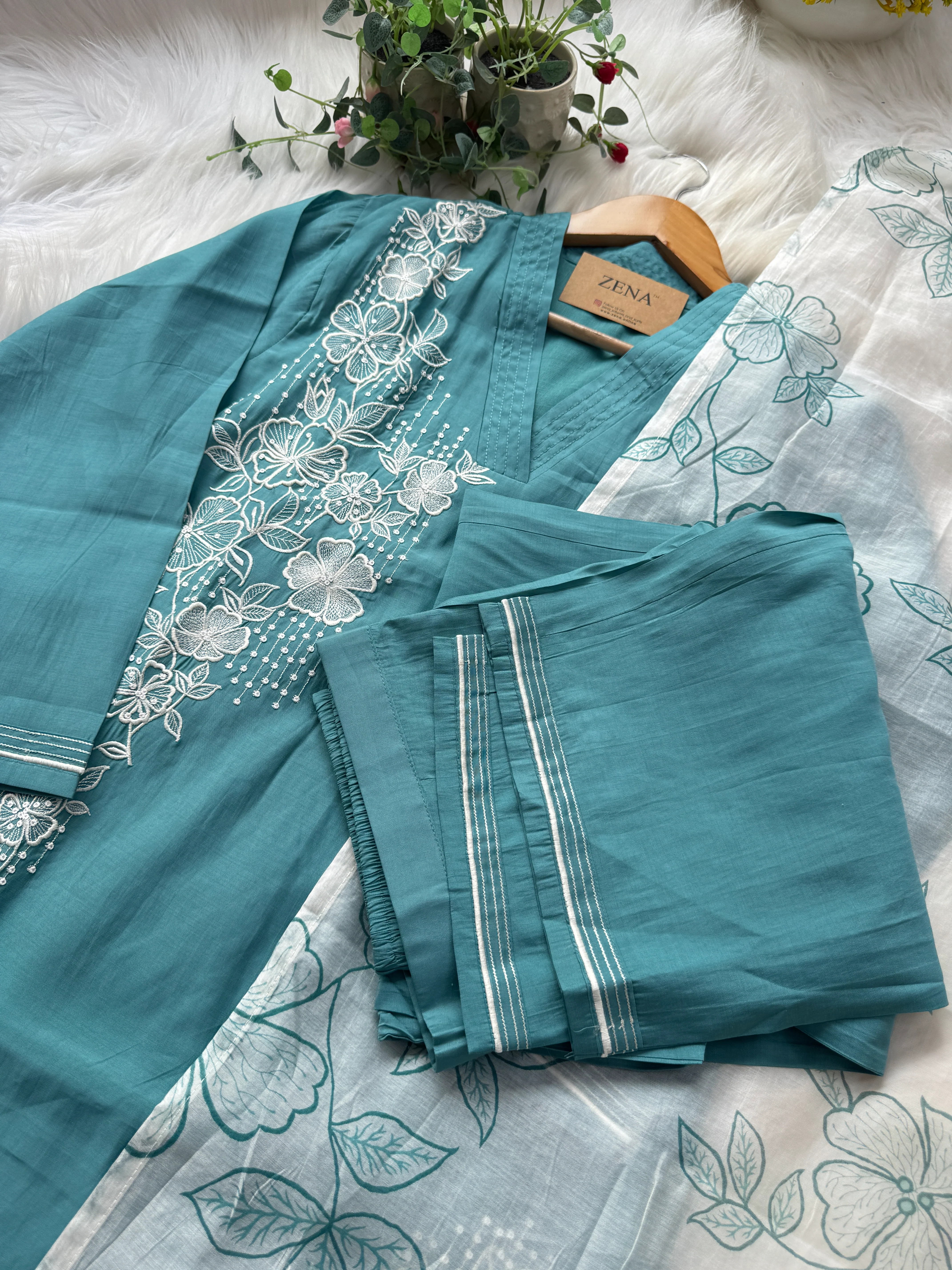 ✨ Modal Mul Chanderi Embroidered Kurti Set ✨ - Image 7