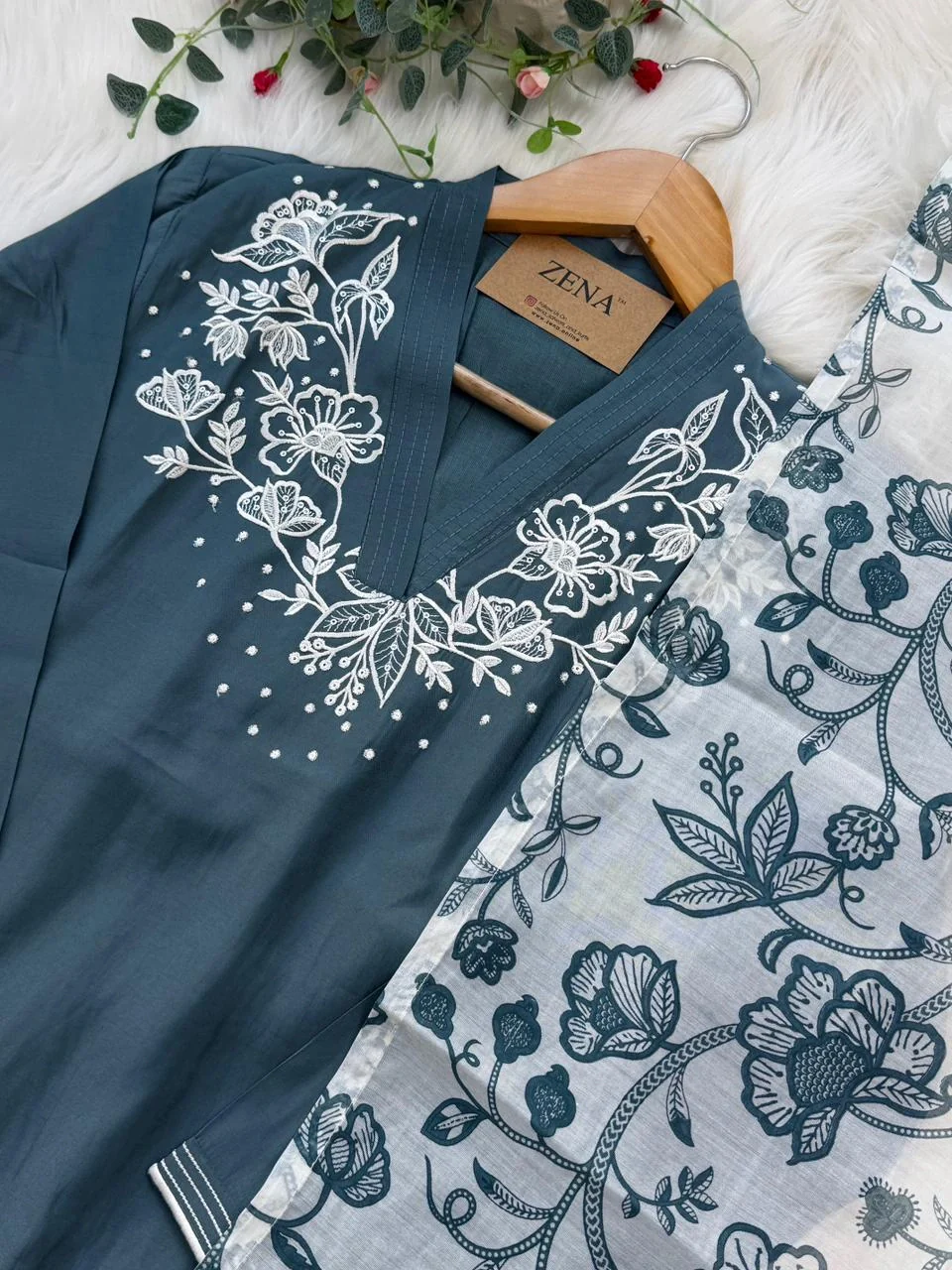 ✨ Modal Mul Chanderi Embroidered Kurti Set ✨ - Image 5