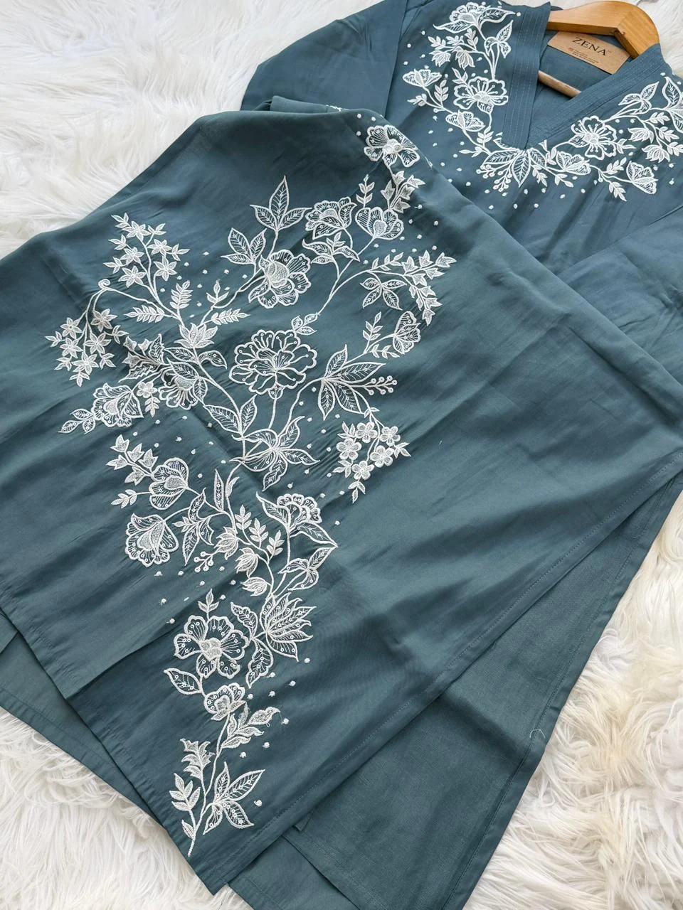 ✨ Modal Mul Chanderi Embroidered Kurti Set ✨ - Image 8