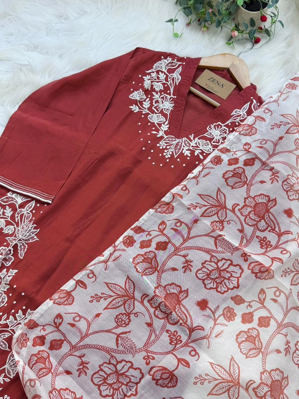 ✨ Modal Mul Chanderi Embroidered Kurti Set ✨ - Image 4
