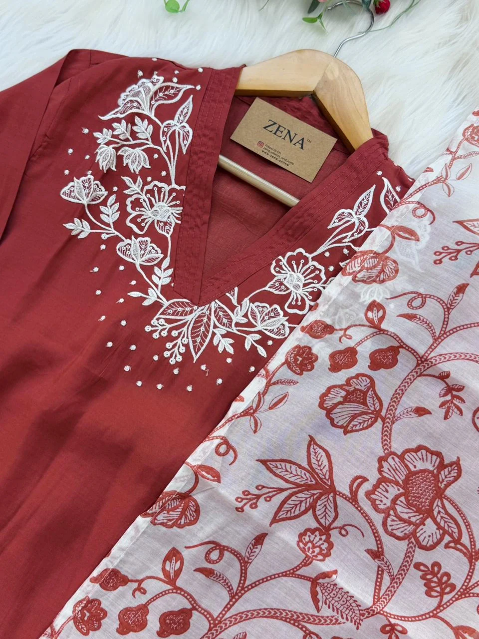 ✨ Modal Mul Chanderi Embroidered Kurti Set ✨ - Image 5