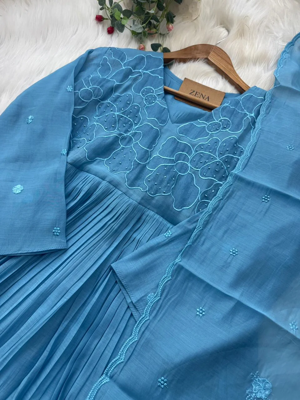 ✨ Mul Chanderi Appliqué Work Kurti Set ✨ - Image 4